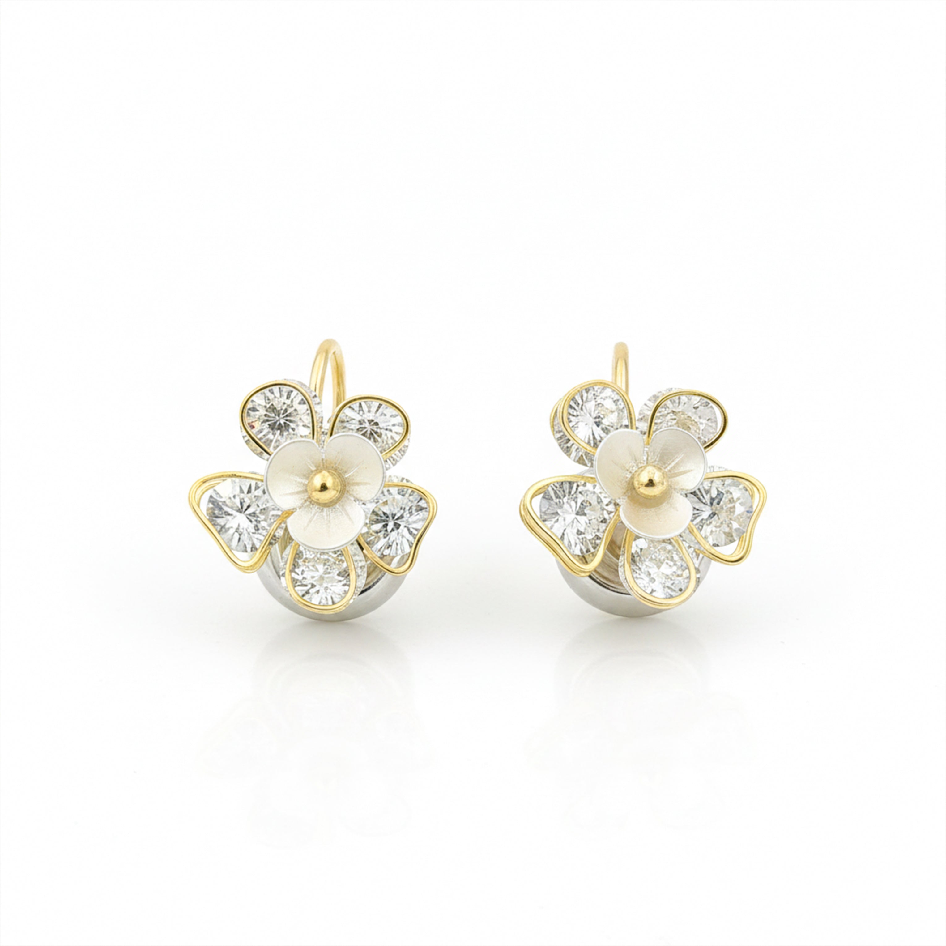 Bloom Crystal Floral Stud Earrings for women in Gold - Finora Jewels