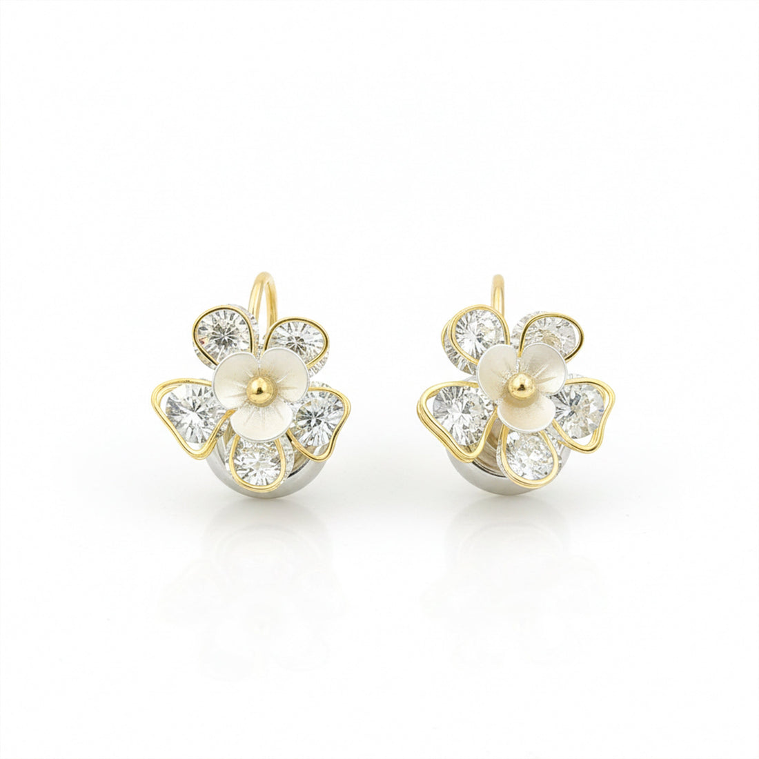 Bloom Crystal Floral Stud Earrings for women in Gold - Finora Jewels