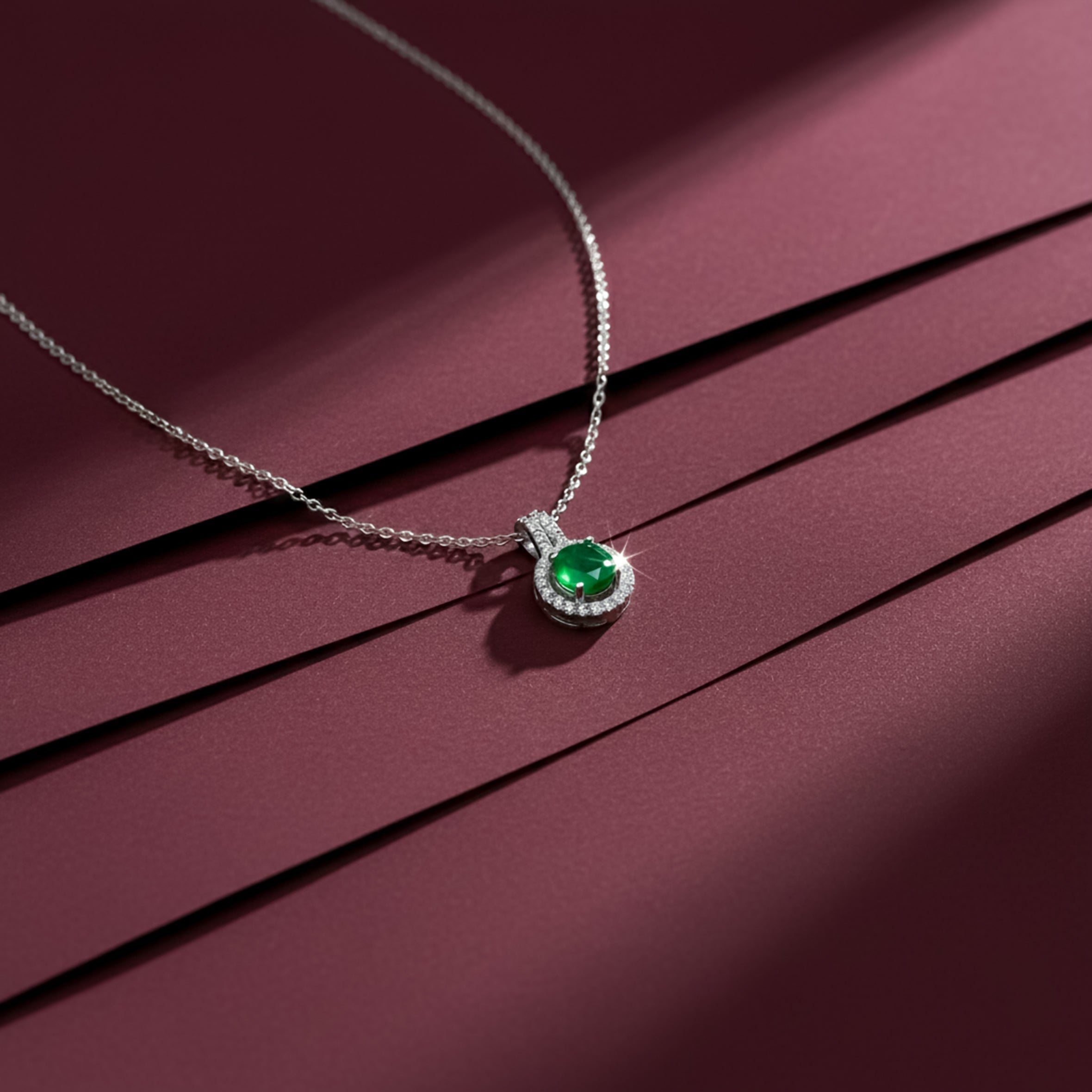 Silver Elegant Round Halo Necklace for women - Finora Jewels