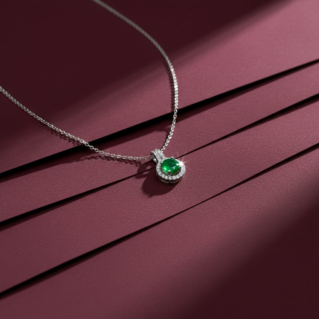 Silver Elegant Round Halo Necklace for women - Finora Jewels