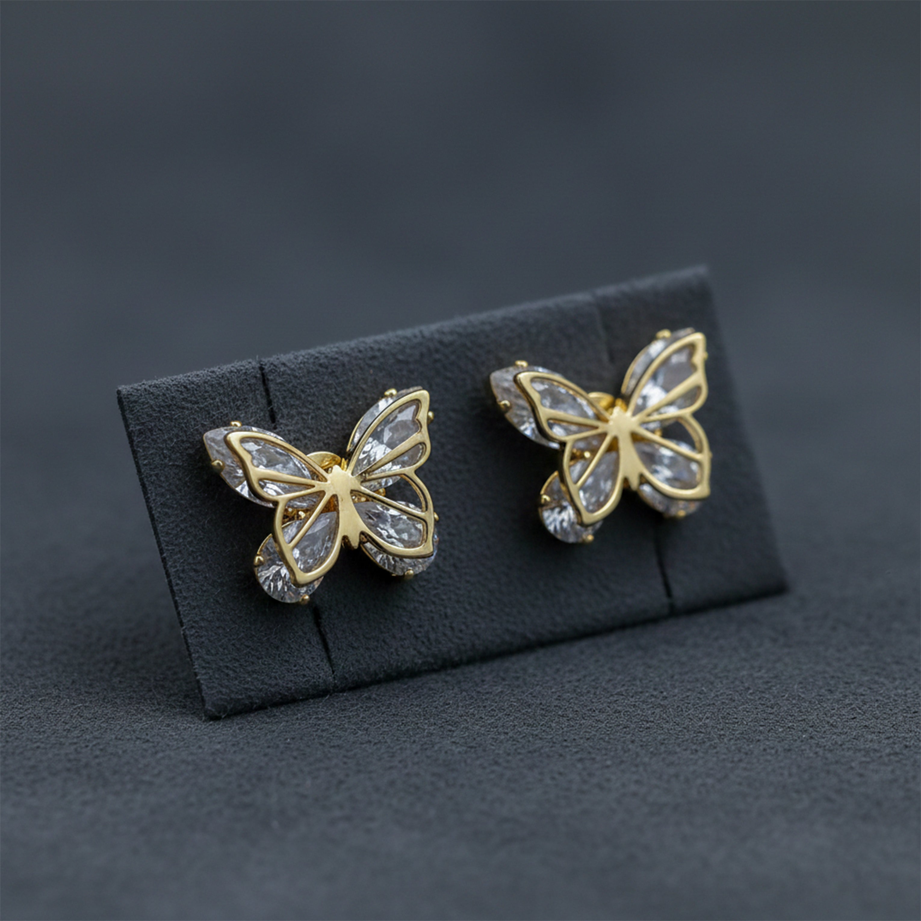 Graceful Papillon Cubic Zirconia Post Ear Studs GWE -130