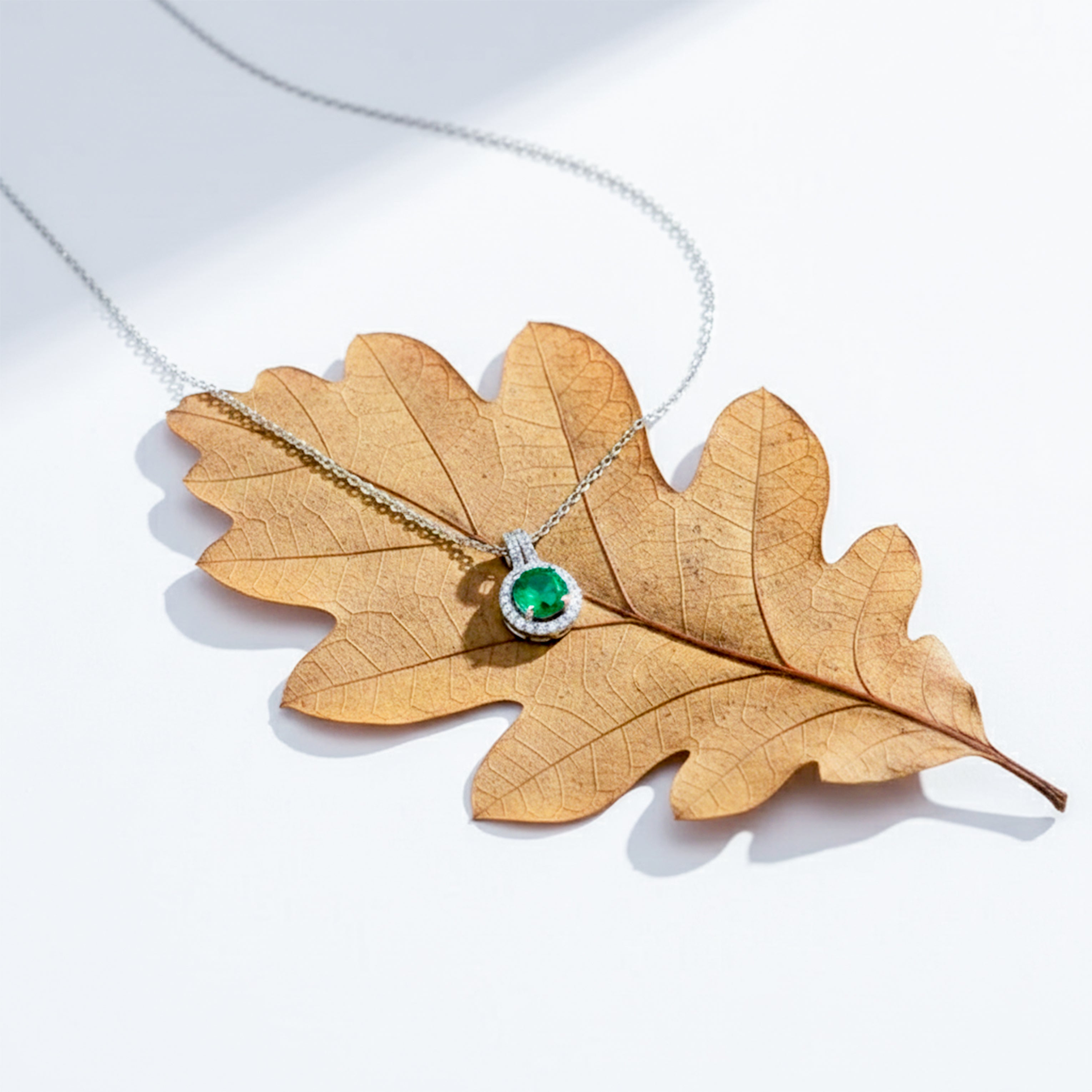 Silver Elegant Round Halo Necklace for women - Finora Jewels