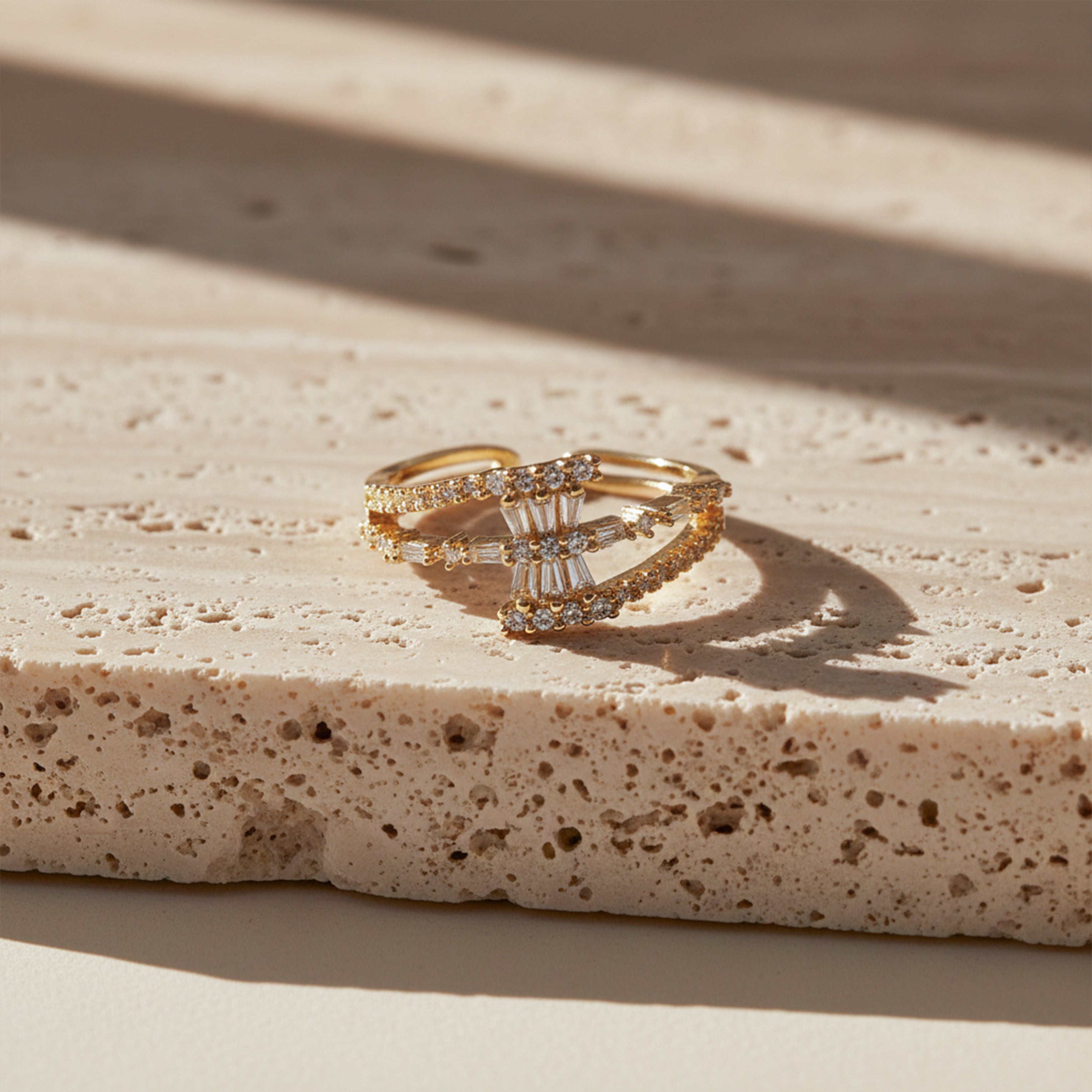 Gold-Toned Starburst Flexible Band GWR -82