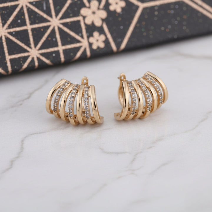 Gold Finished Wave Studs Earring