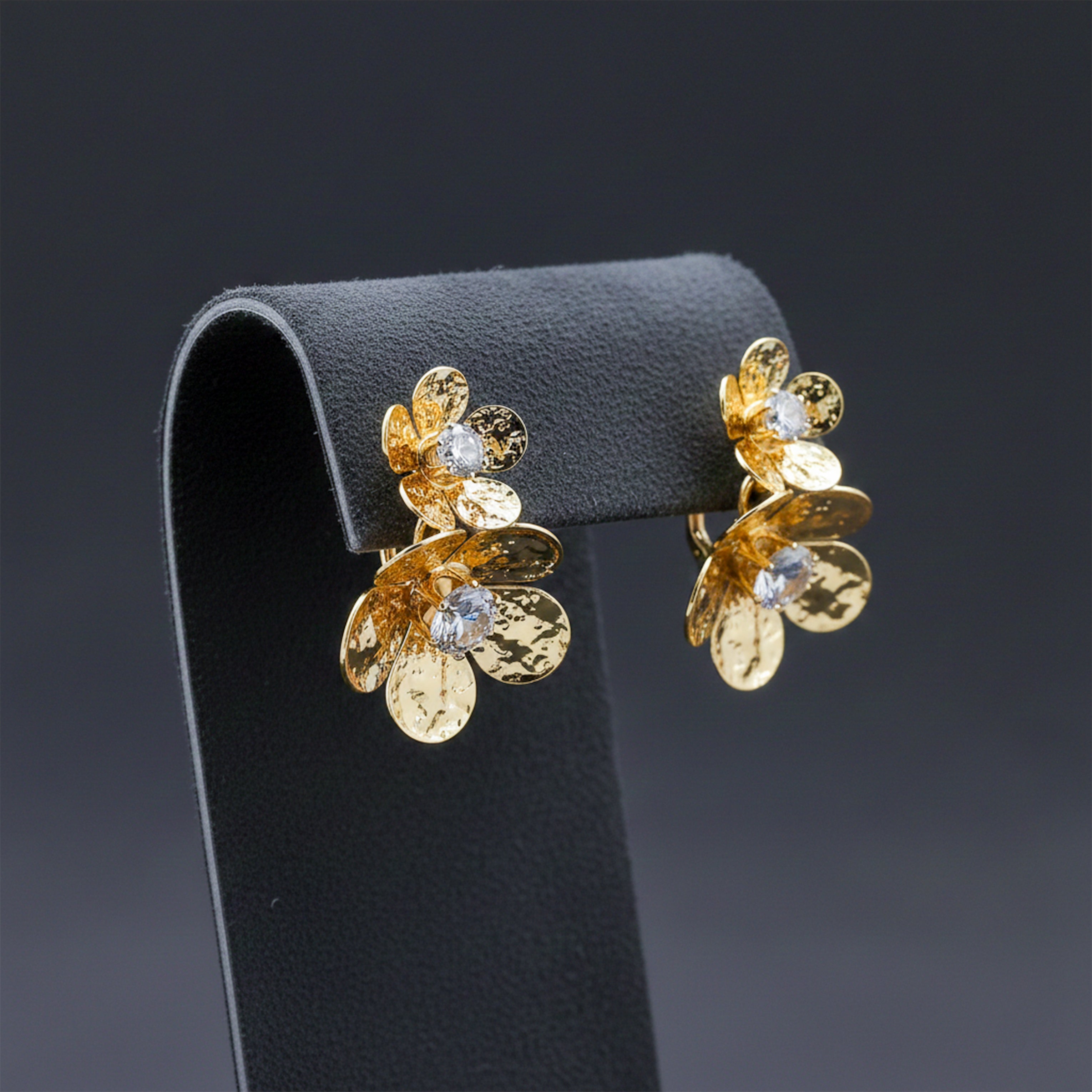 Women Stud Earrings Floral Drop Gold jewellery - Finora Jewels