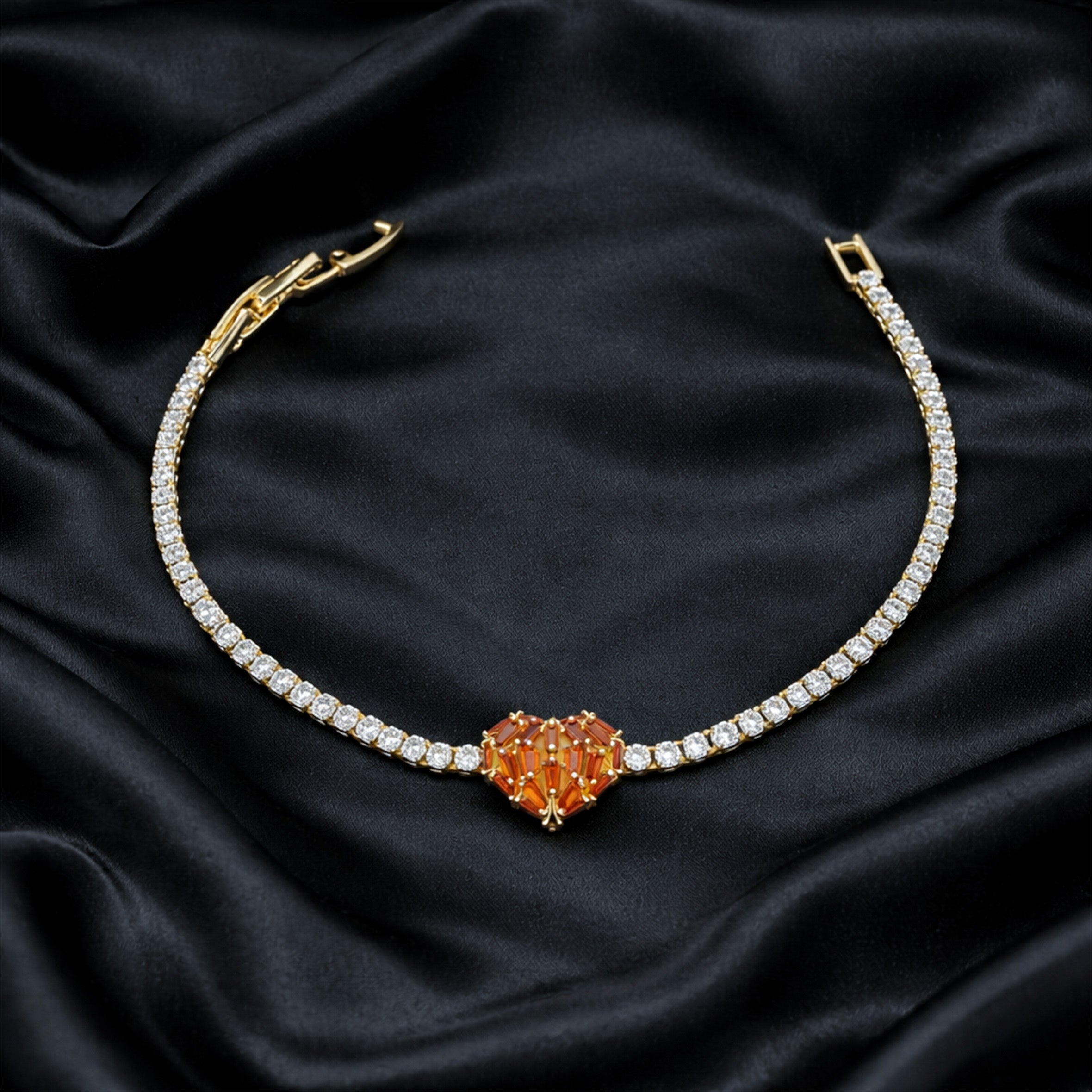 Women Bracelet Heart Tennis Gold jewellery - Finora Jewels