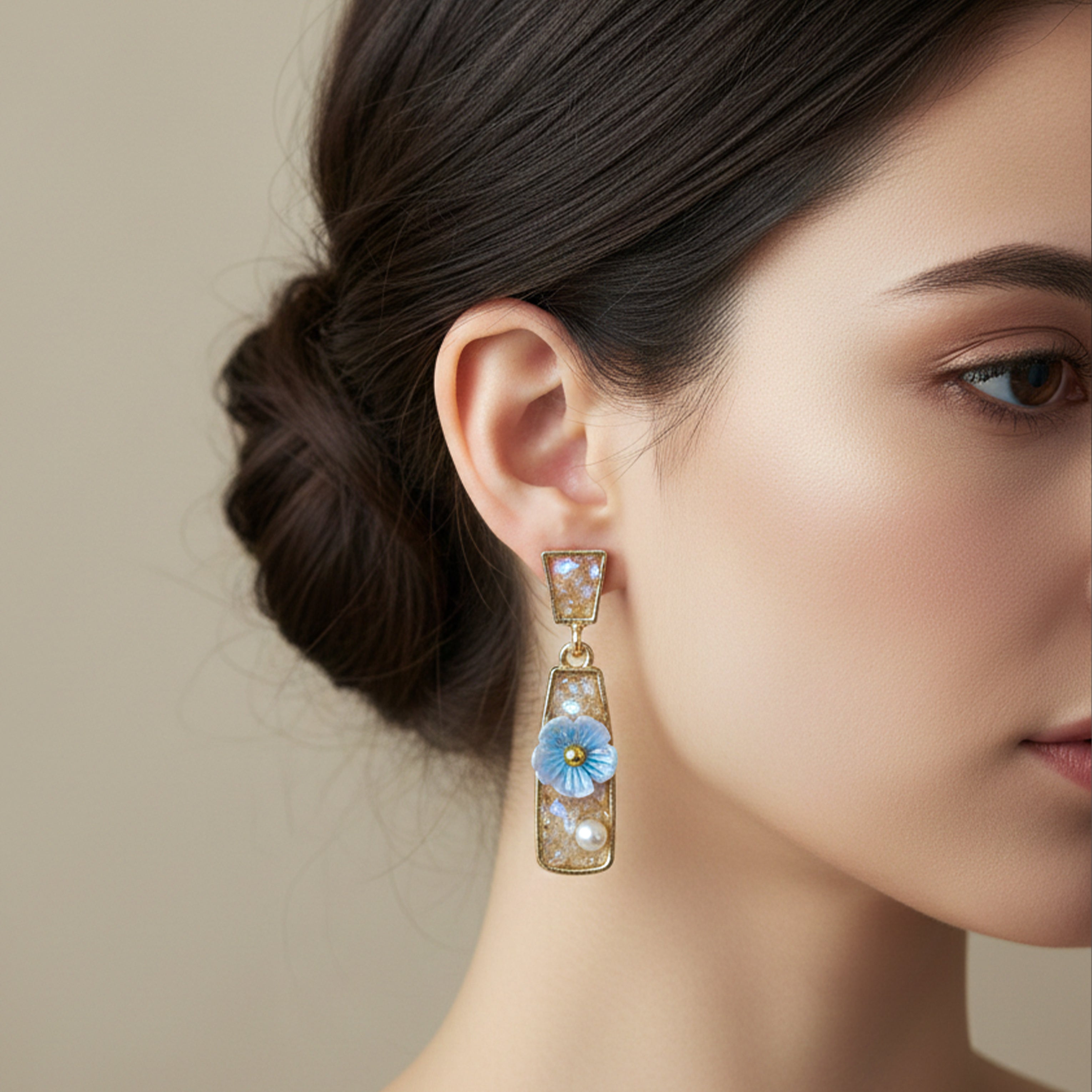 Gold Bloom Drop Earrings for women - Finora Jewels