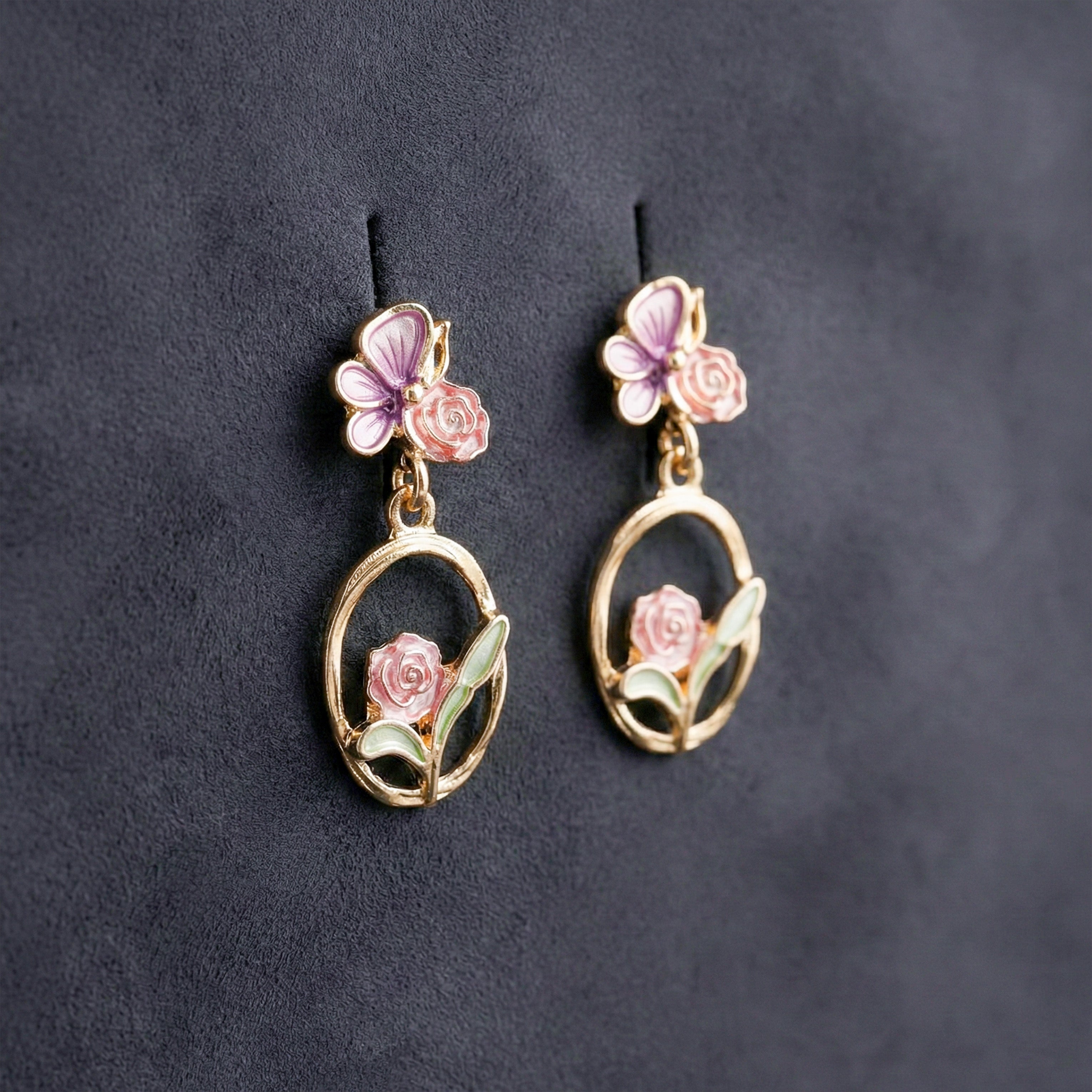Women Stud Earrings Butterfly & Floral Drop Gold jewellery - Finora Jewels