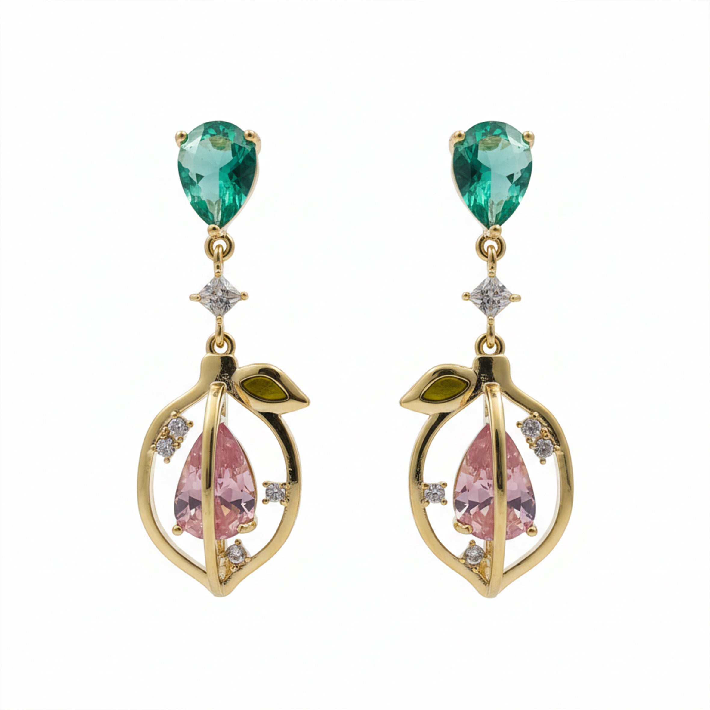 Verde Bloom Dangle Ear Studs GWE -102