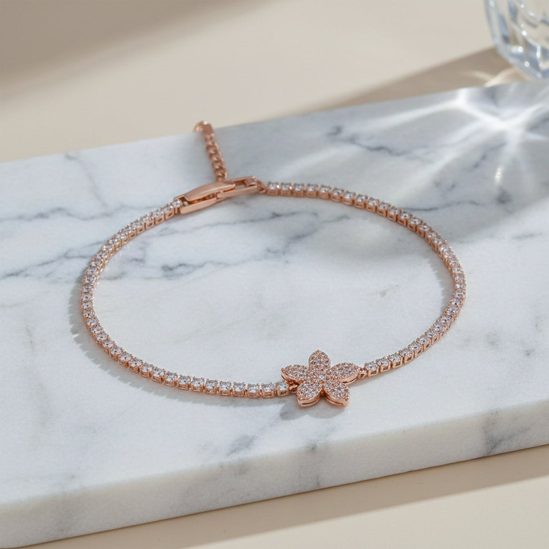 Women Bracelet Floral Tennis Rose Gold jewellery - Finora Jewels