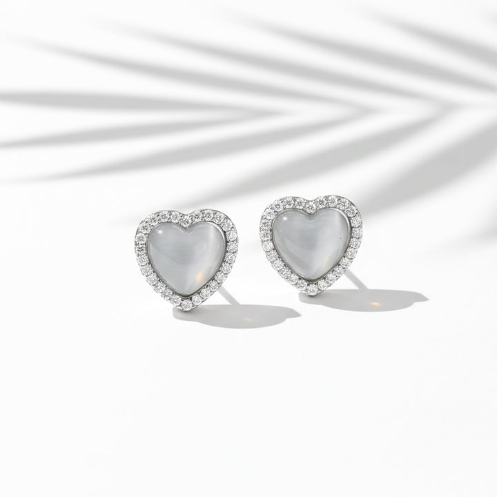 Grey Love Encircled Post Ear Studs GWE -93