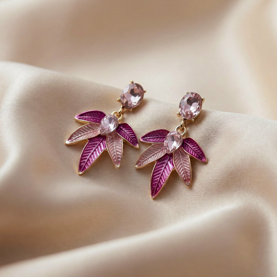 Crystal Drop Stud Earrings for women in Gold - Finora Jewels