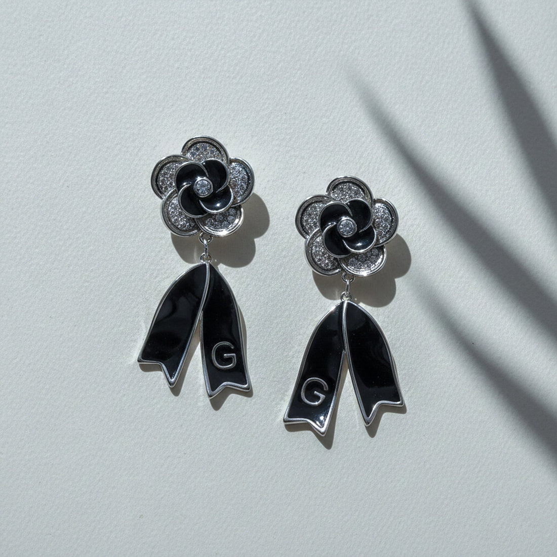 Onyx Bloom Drop Drop Earrings for women in Silver - Finora Jewels