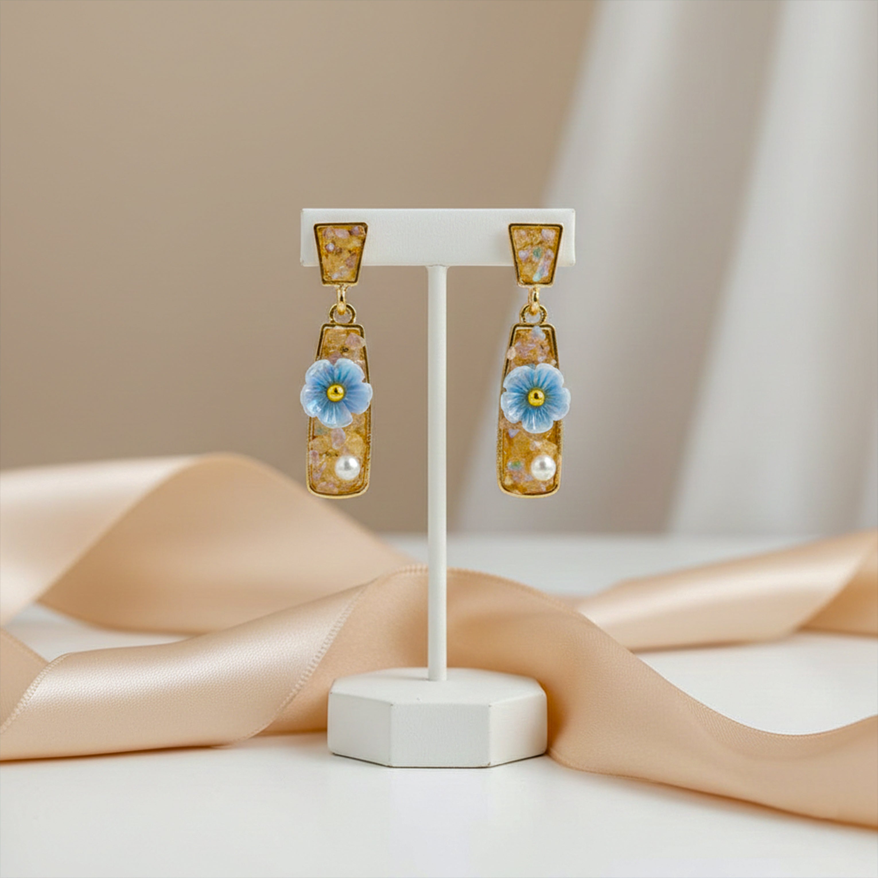 Gold Bloom Drop Earrings for women - Finora Jewels