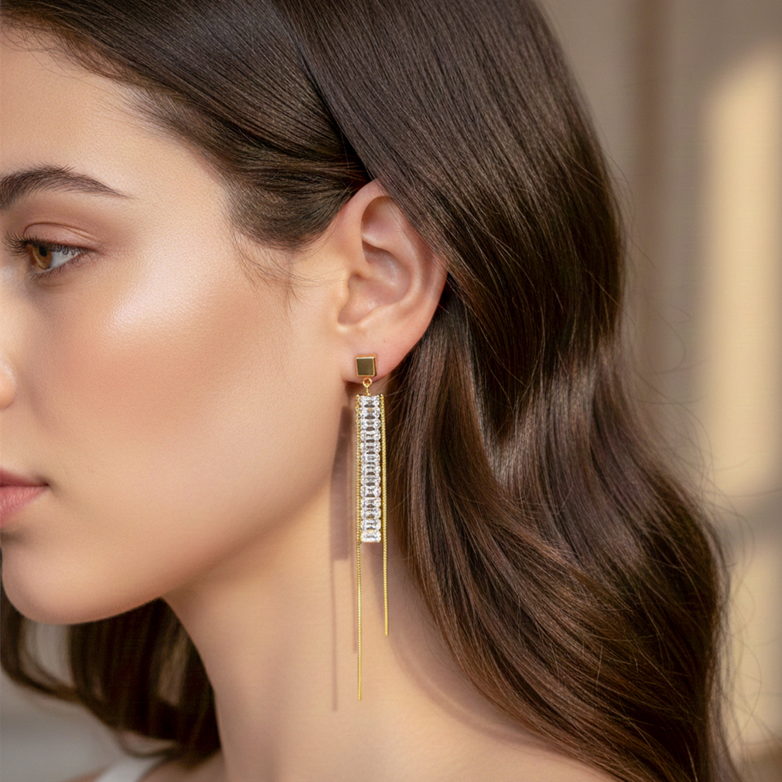 Gold CascadE Stud Earrings for women - Finora Jewels