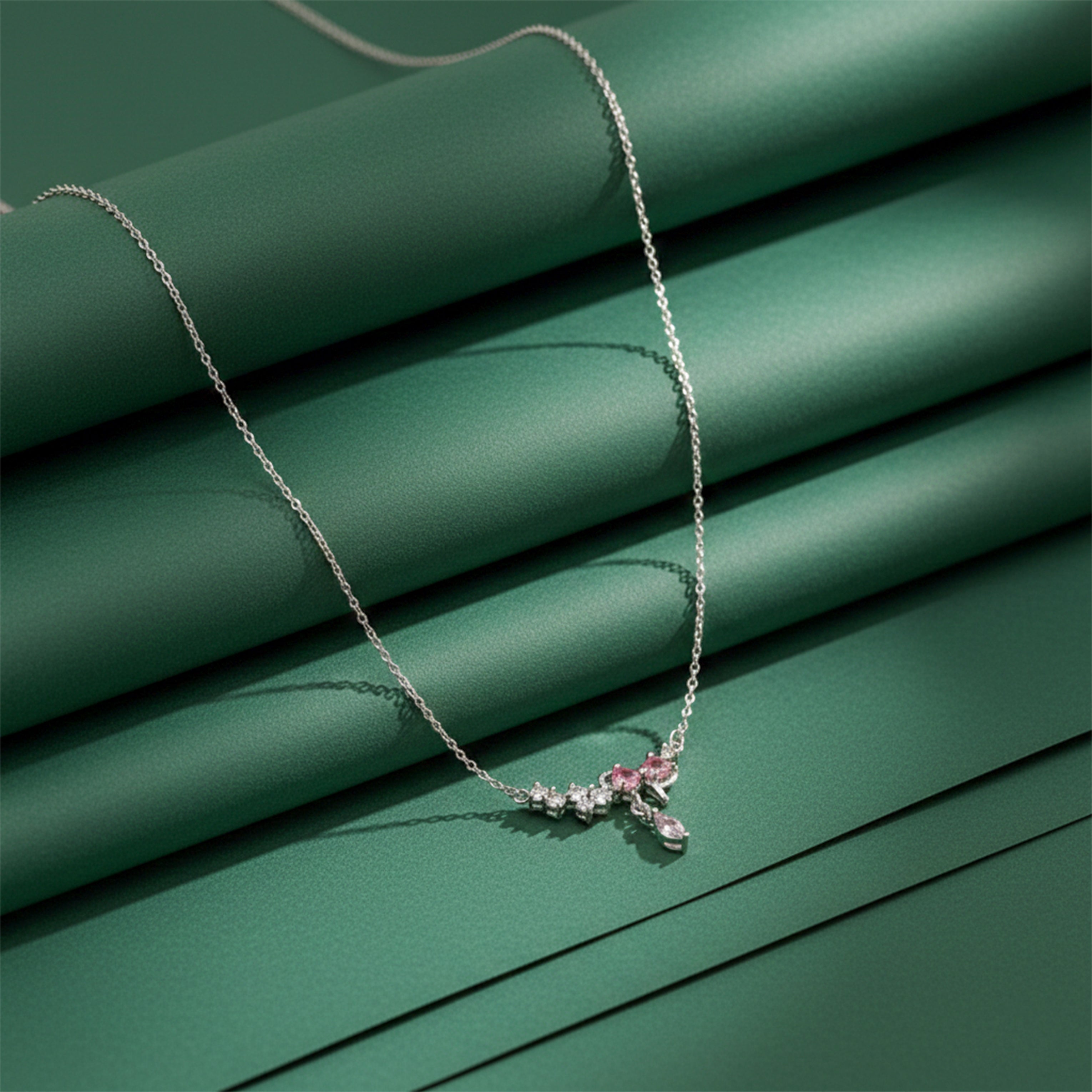 Women Necklace Silver-Tone Dainty Floral Silver jewellery - Finora Jewels
