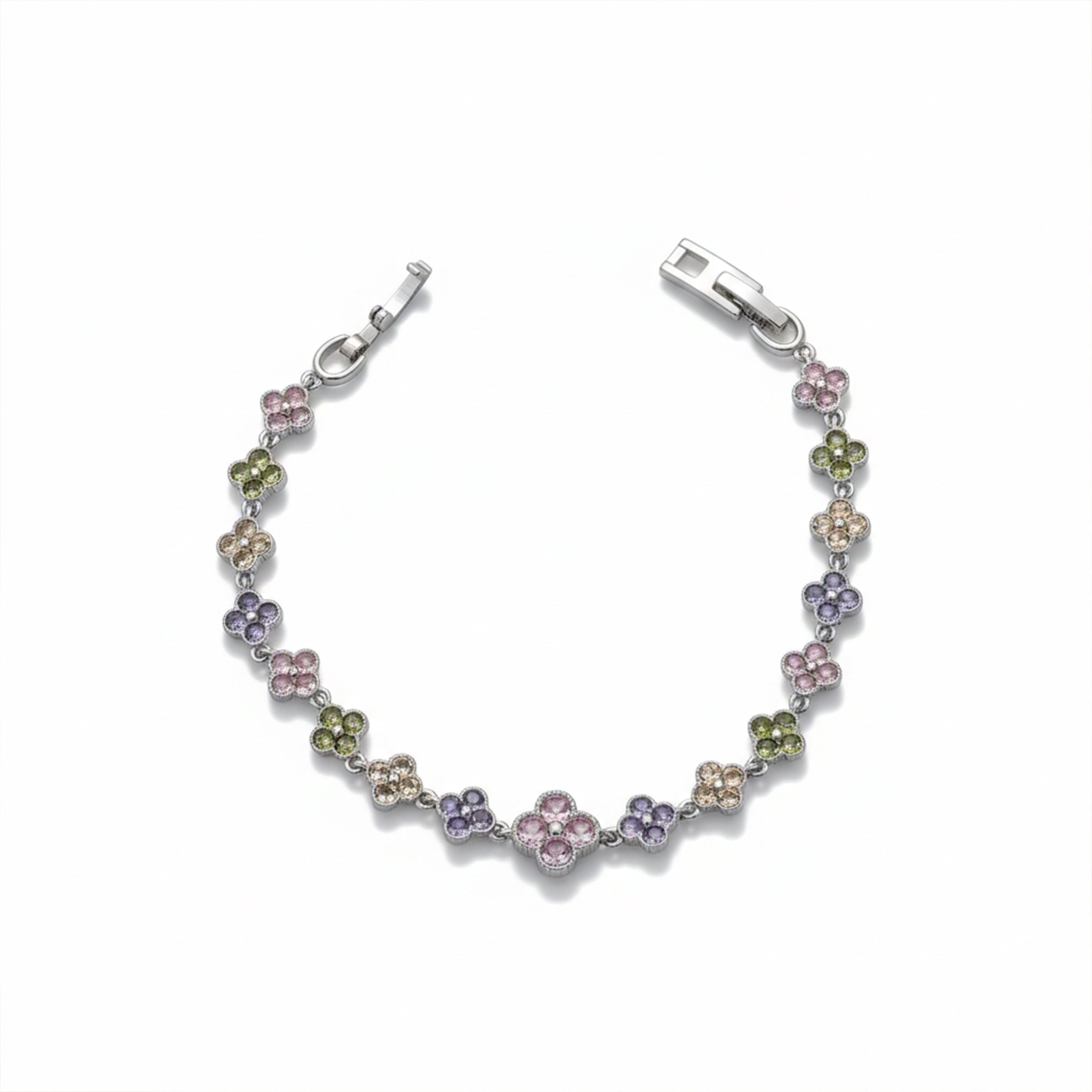 Multicolor Floral Tennis Bracelet for women in Silver - Finora Jewels