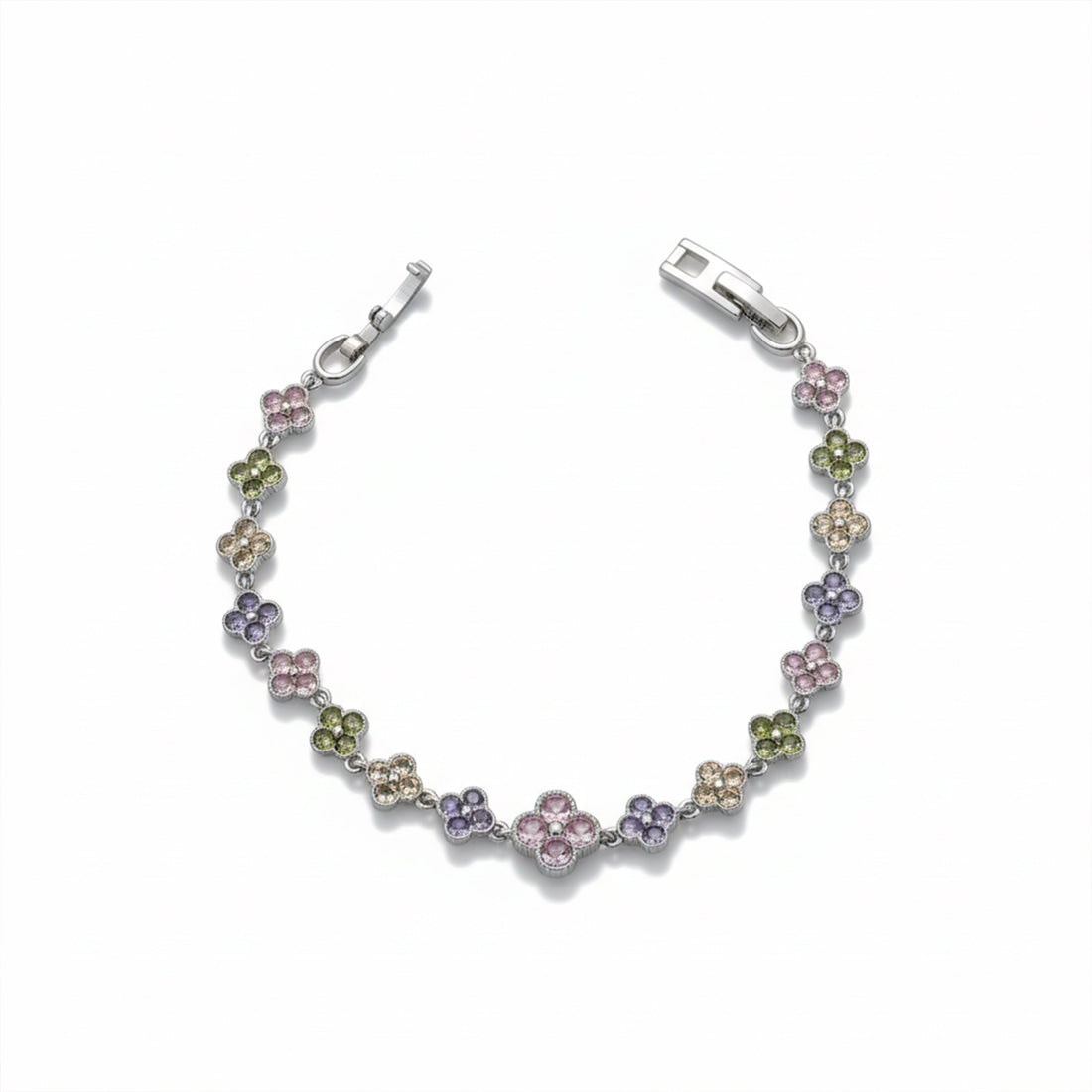 Multicolor Floral Tennis Bracelet for women in Silver - Finora Jewels