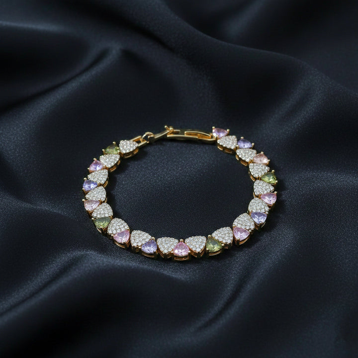 Gold Plated Multi Color Heart Bracelet