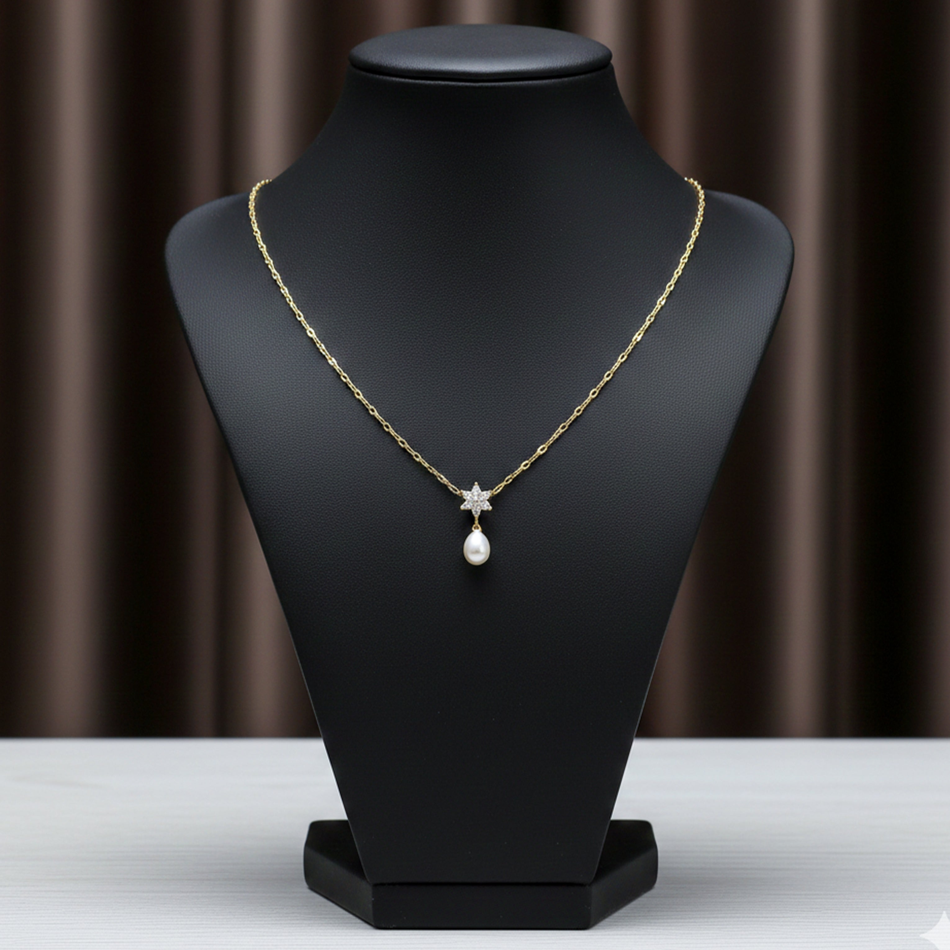 Gold-Toned Bloom Moti Dangle Link Set GWN -37