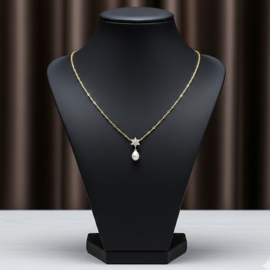 Gold-Toned Bloom Moti Dangle Link Set GWN -37