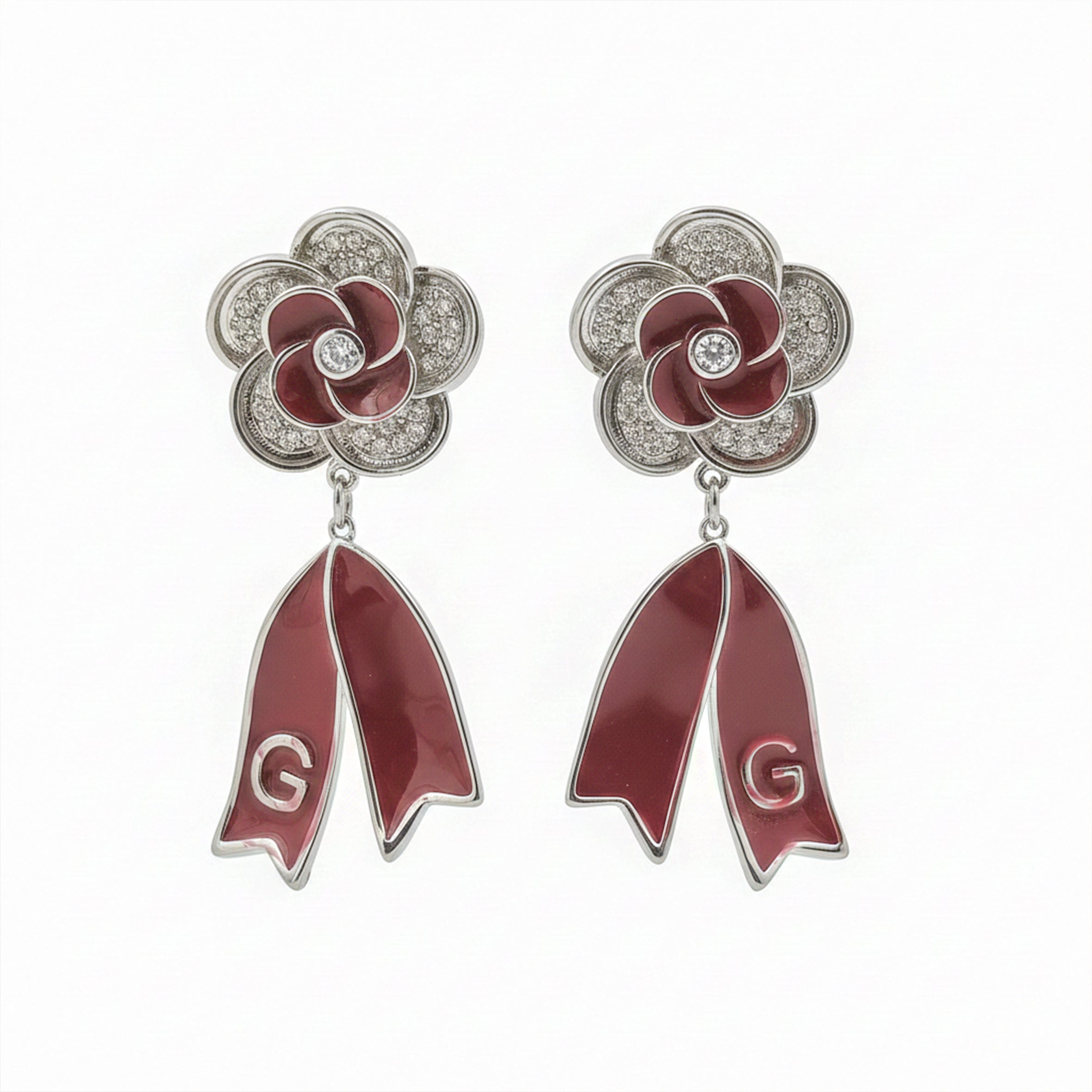 Women Stud Earrings Ruby Bloom Drop Silver jewellery - Finora Jewels
