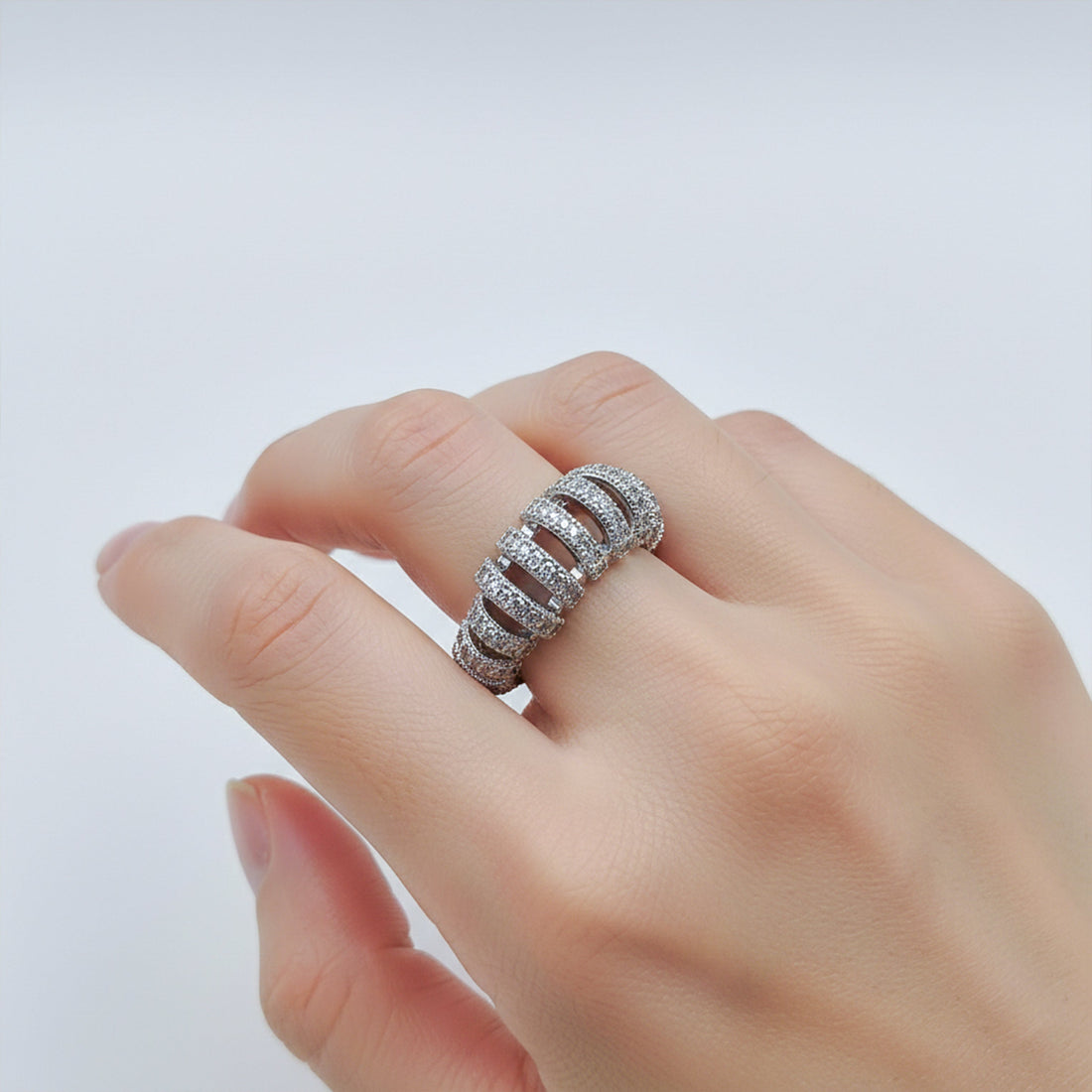 Silver Cubic Zirconia Wrap Band GMR -19