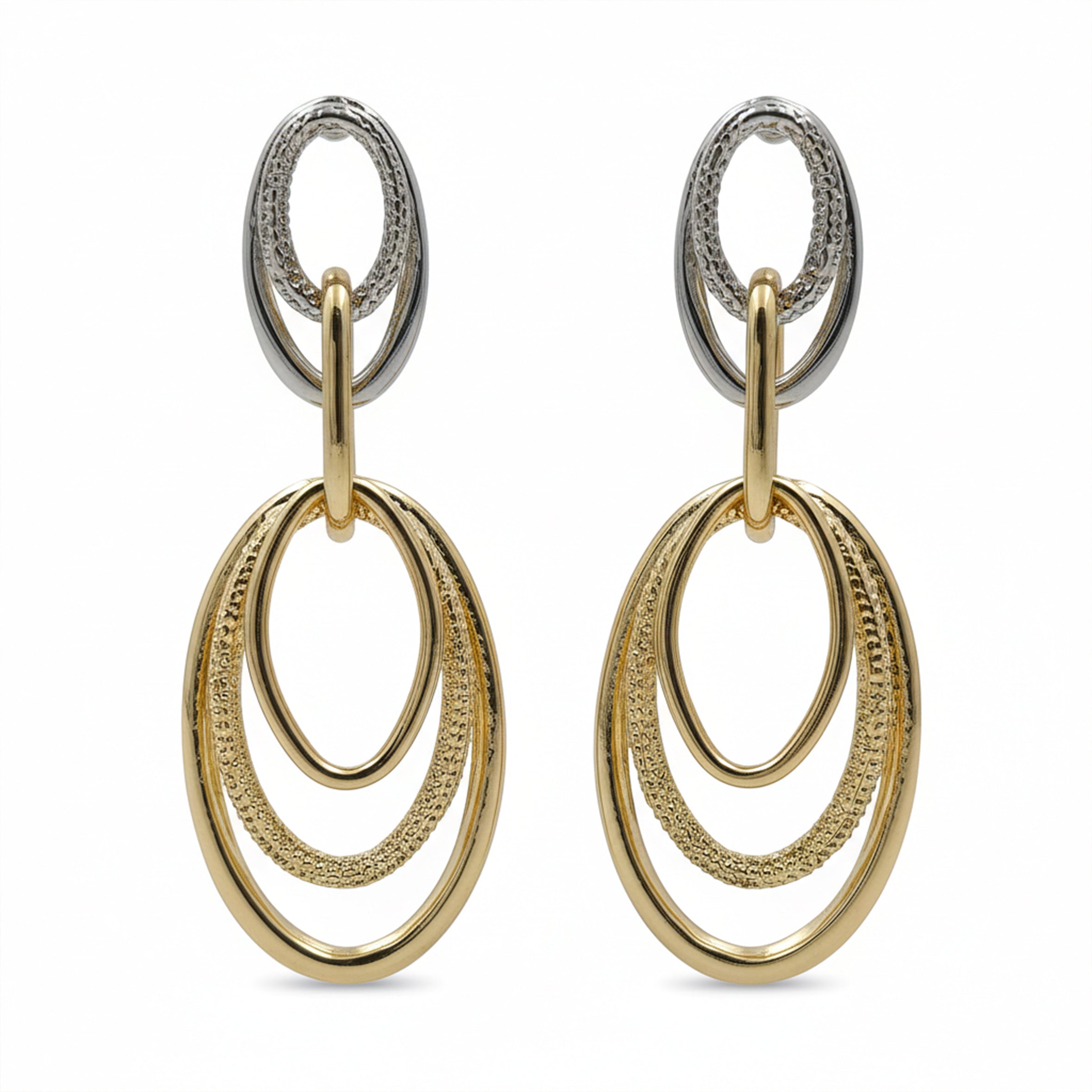 Women Stud Earrings Orbit Two-Tone Drop Gold jewellery - Finora Jewels