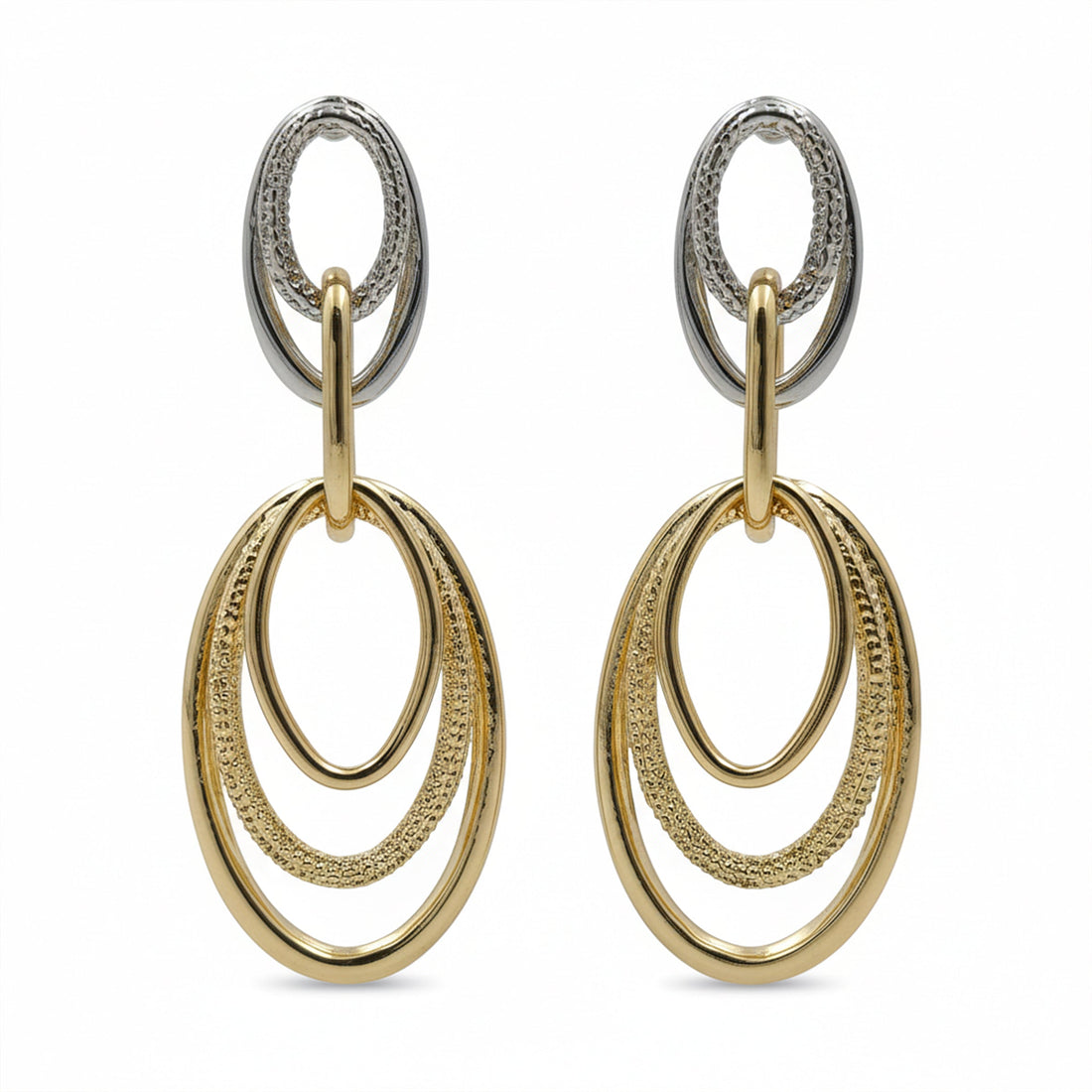 Women Stud Earrings Orbit Two-Tone Drop Gold jewellery - Finora Jewels