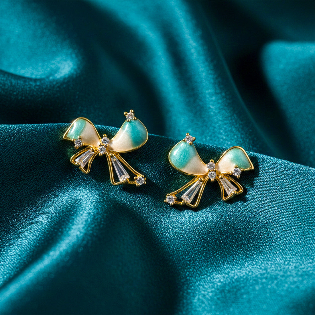 Gold Elegant Bow Stud Stud Earrings for women - Finora Jewels