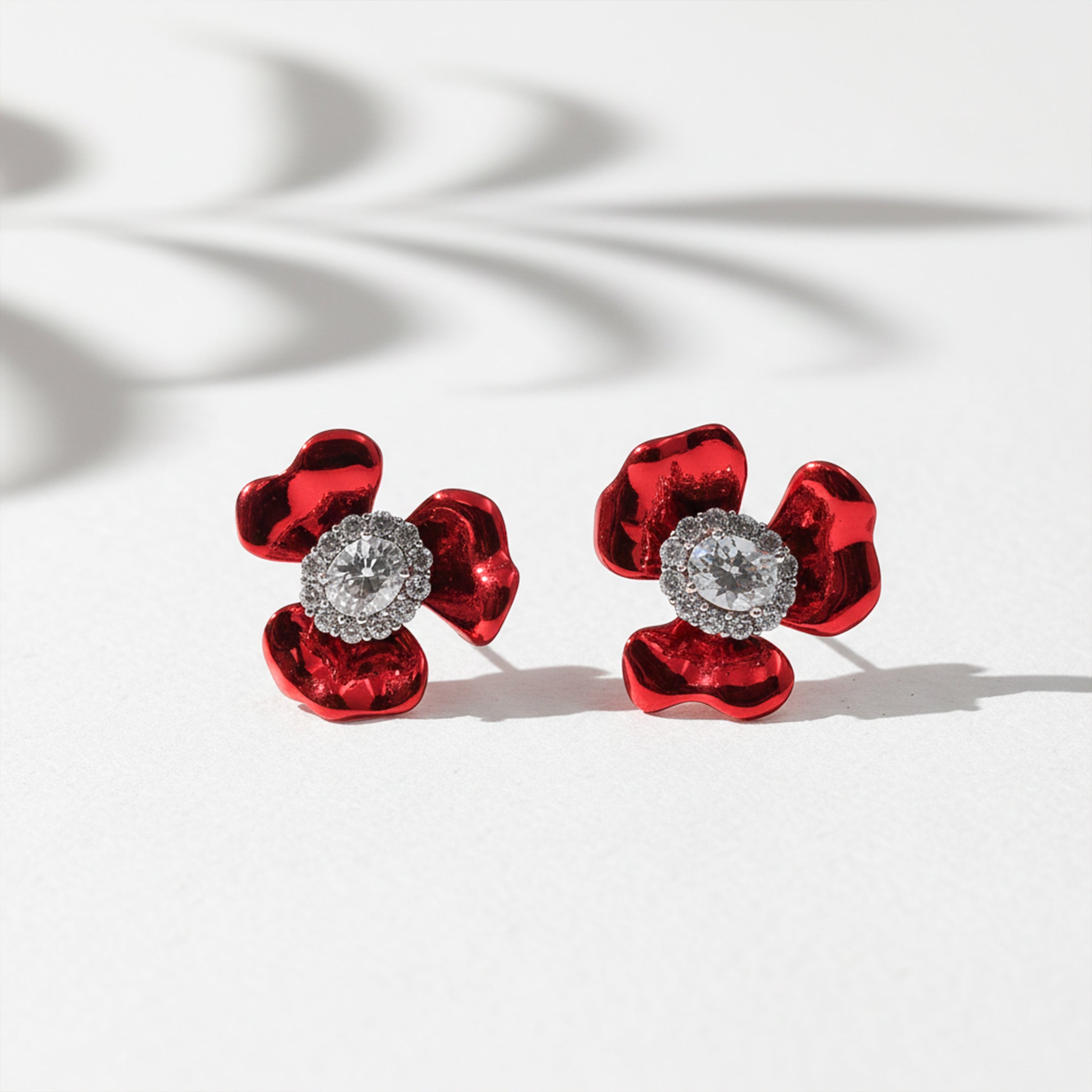 Ruby Bloom Crystal Stud Stud Earrings for women in Gold - Finora Jewels