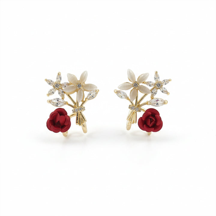 Bloom Bouquet Cubic Zirconia Post Ear Studs GWE -145