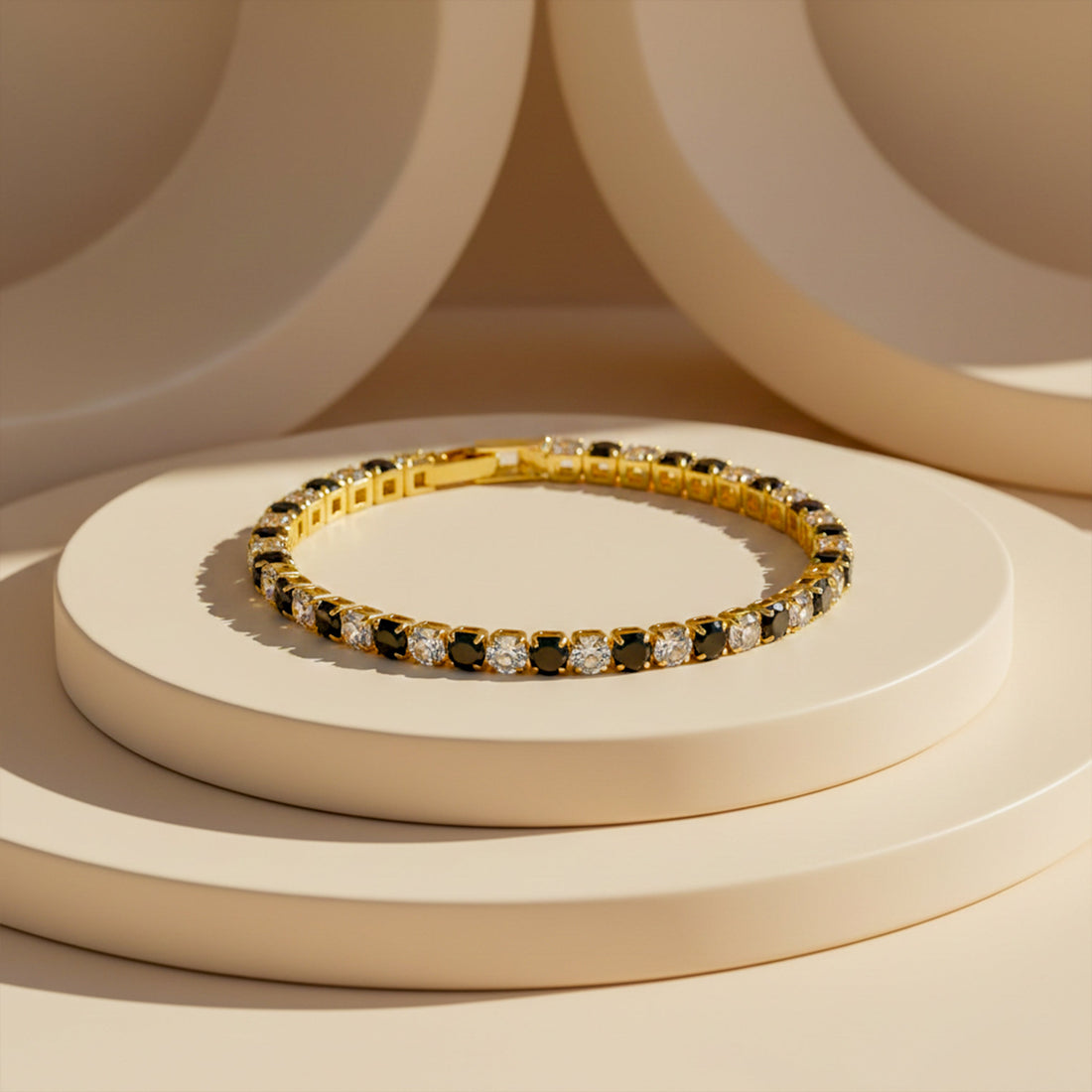Gold Black & Ivory Zirconia Stone Line Kangan GWB -85