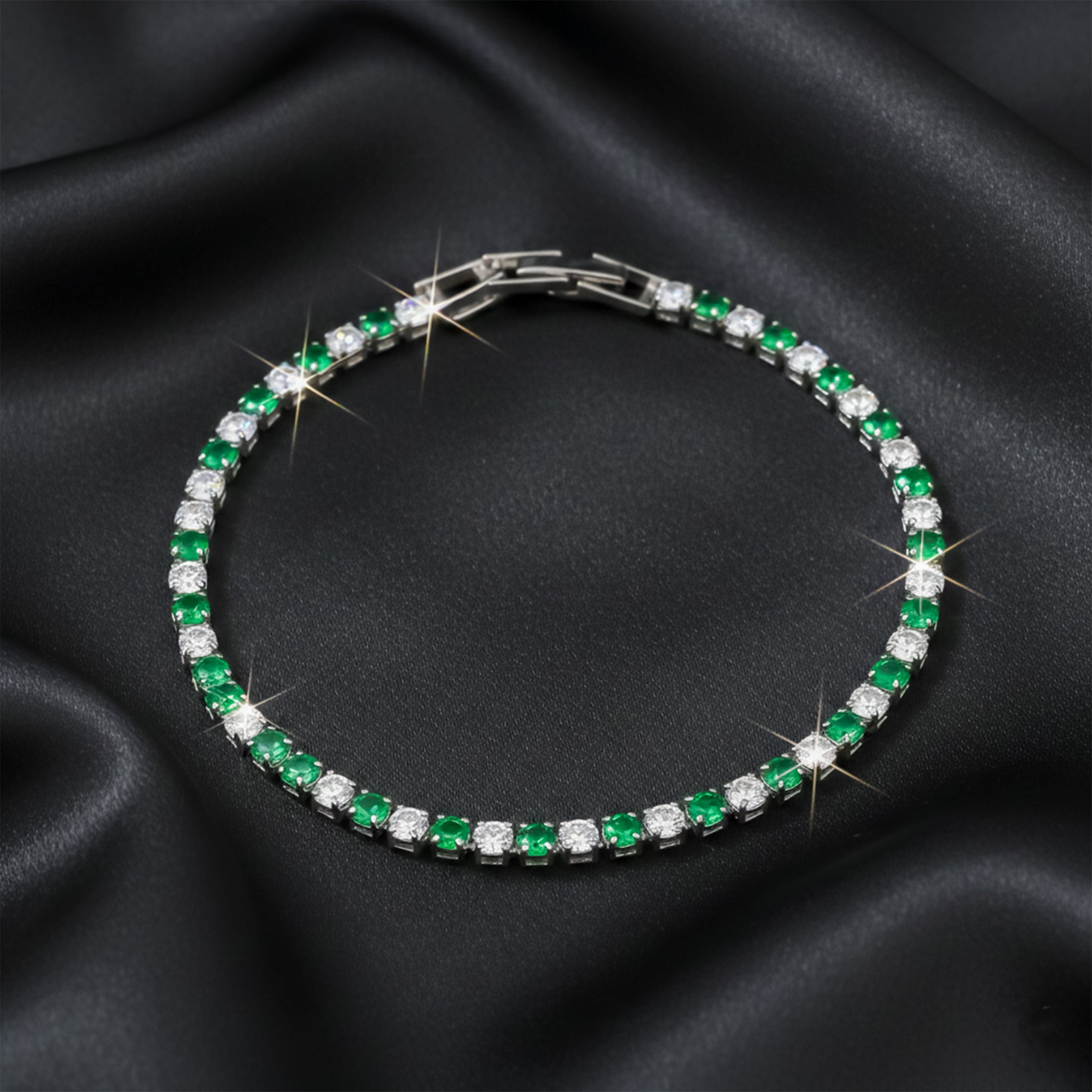 Verde & Zirconia Stone Alternating Line Kangan GWB -61
