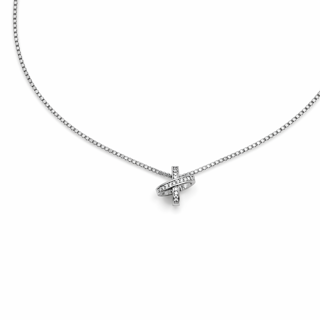 Silver Interlock Spark Locket Link Set GWN -60