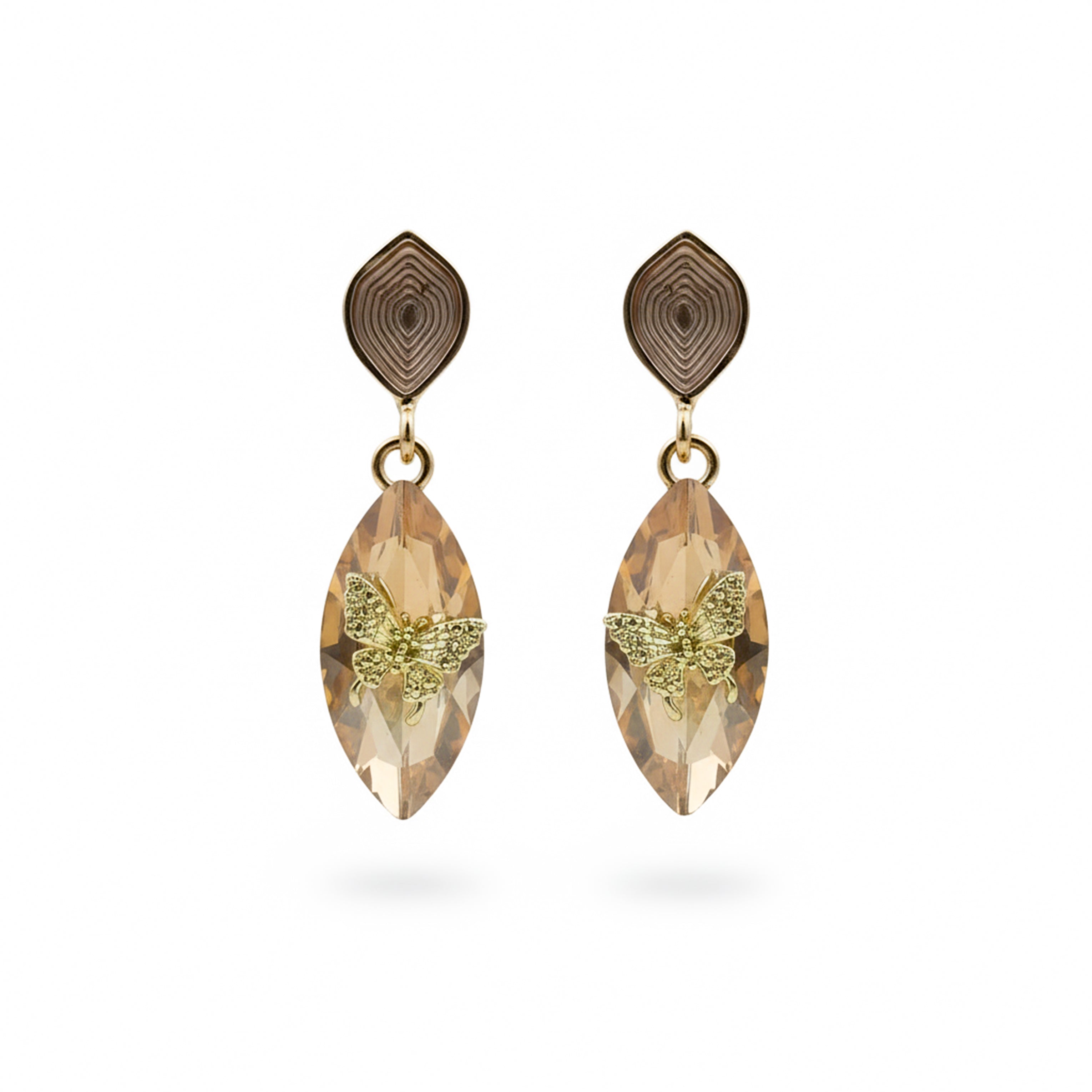 Champagne Butterfly Stud Earrings for women in Gold - Finora Jewels