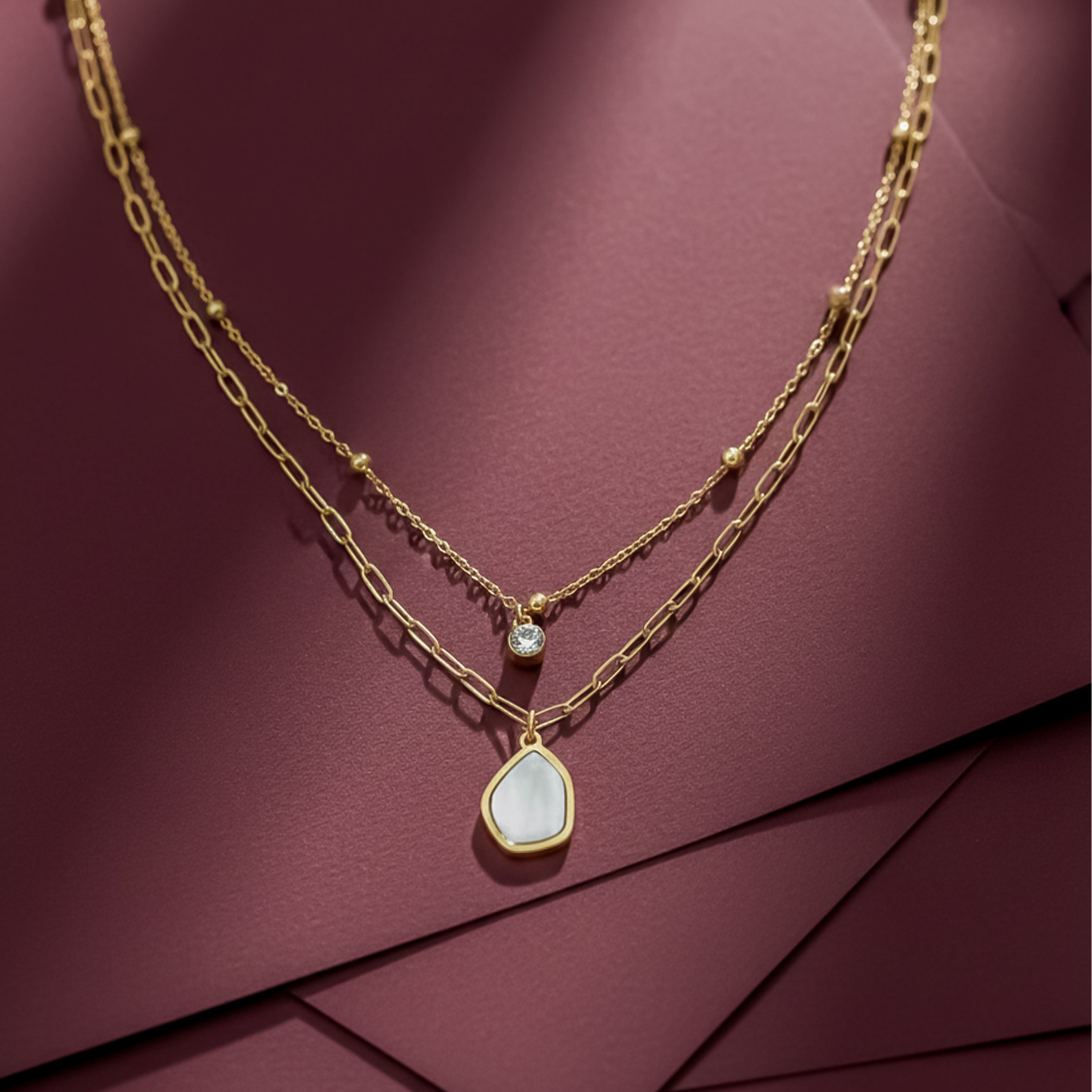 Layered Paperclip Chain Necklace for women in Gold - Finora Jewels