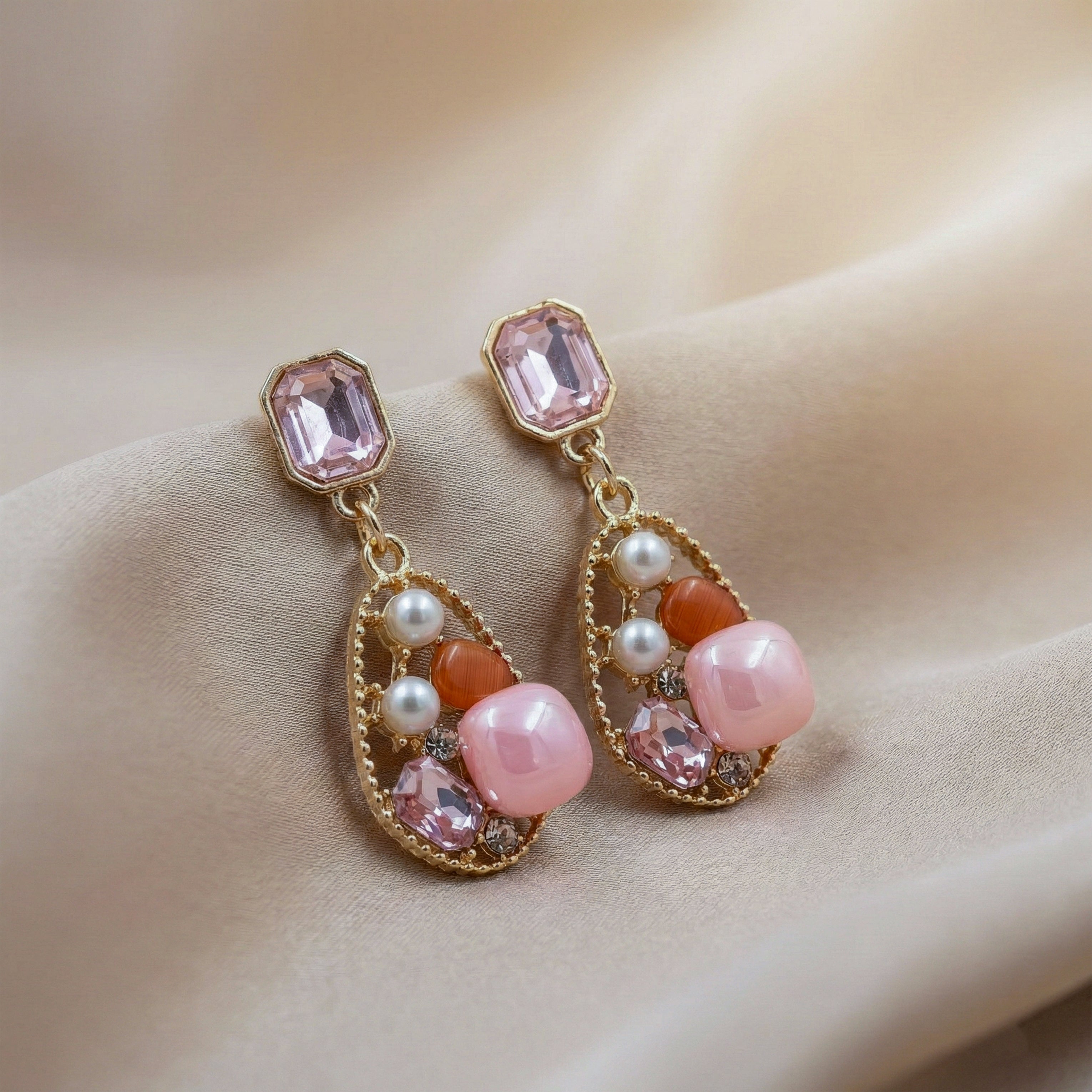 Women Stud Earrings Pearl Drop Gold jewellery - Finora Jewels