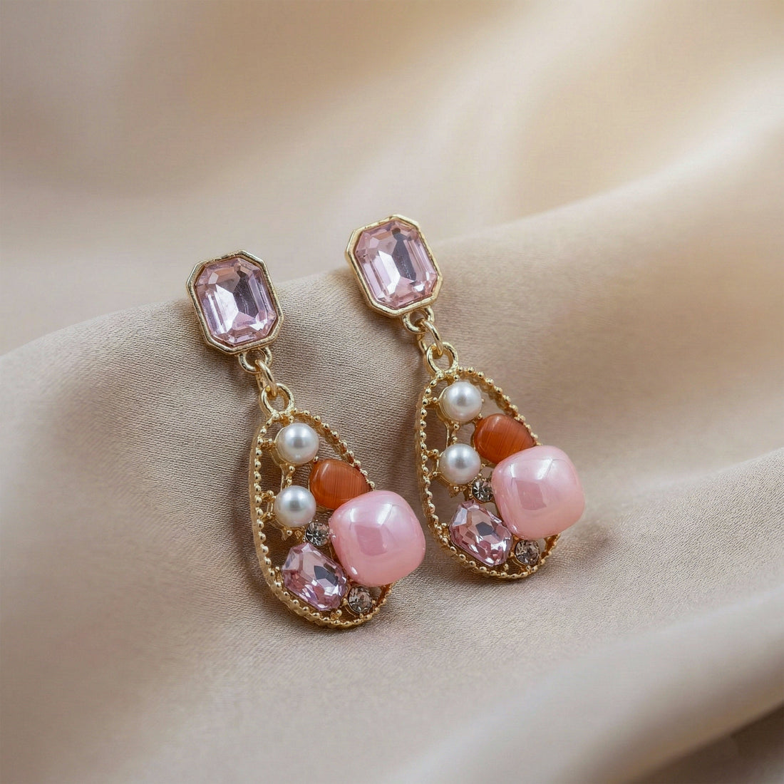 Women Stud Earrings Pearl Drop Gold jewellery - Finora Jewels