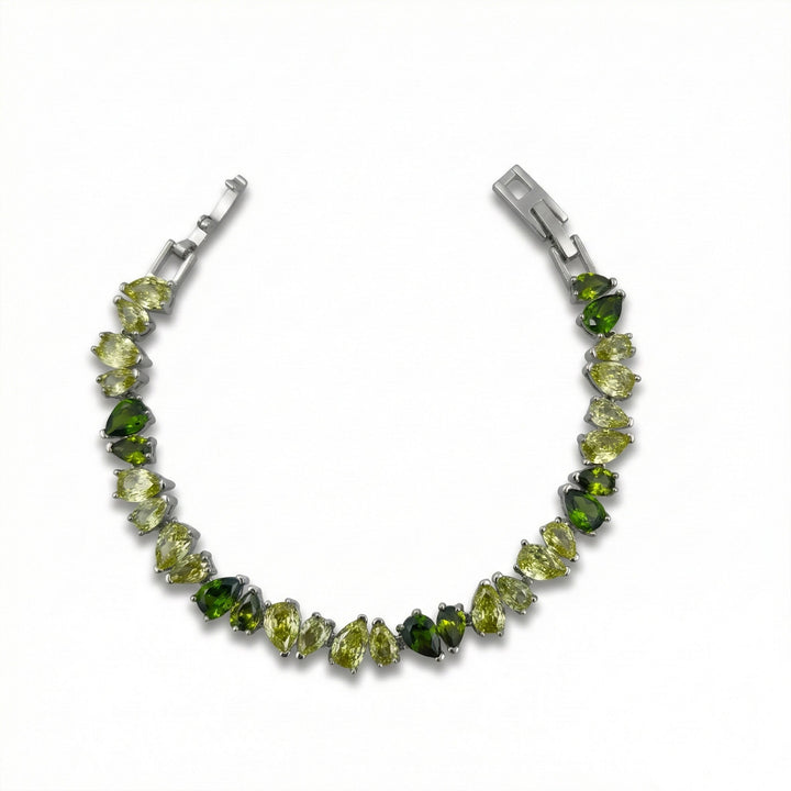 Silver Plated Green Tennis Bracelet