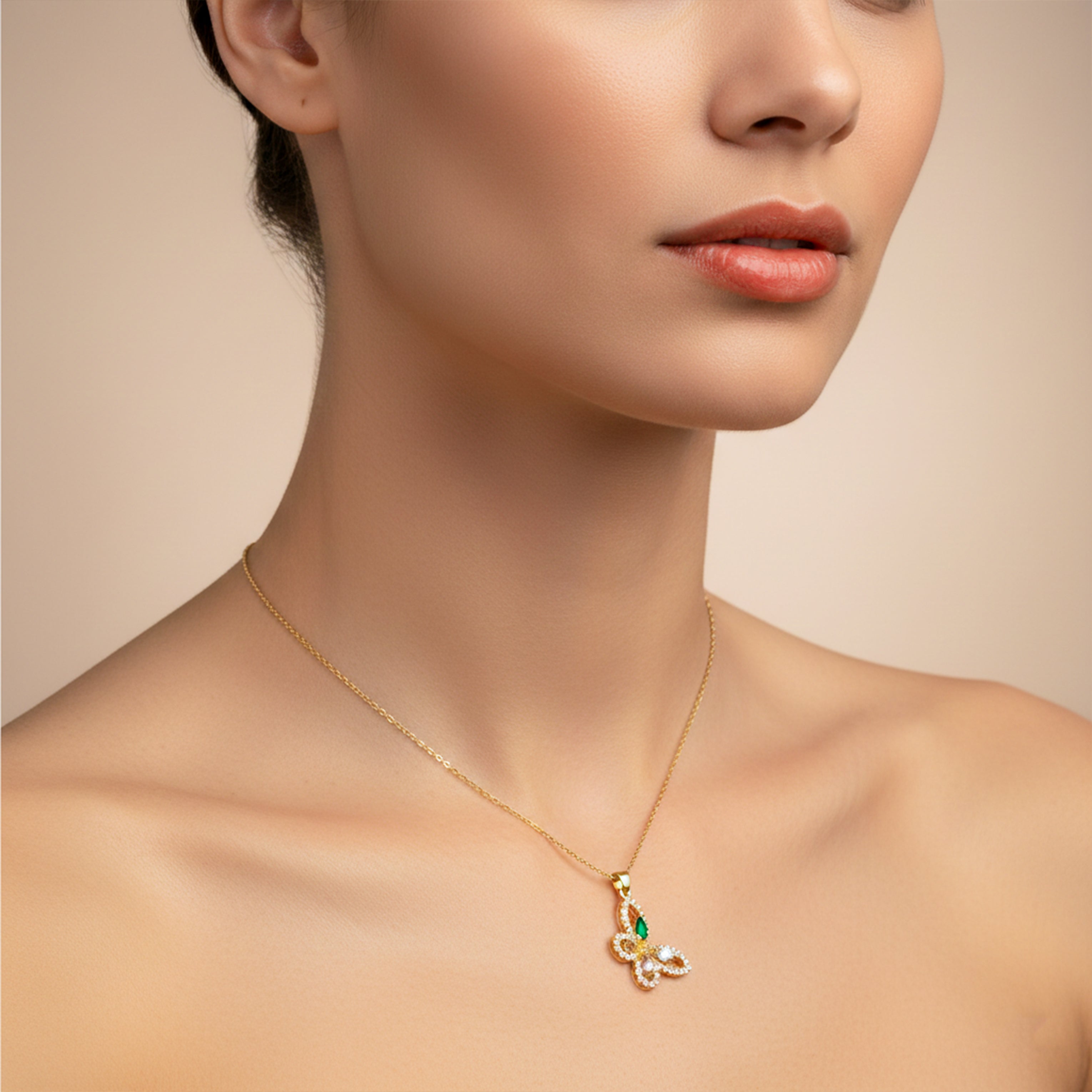 Women Necklace Multicolor Butterfly CZ Gold jewellery - Finora Jewels