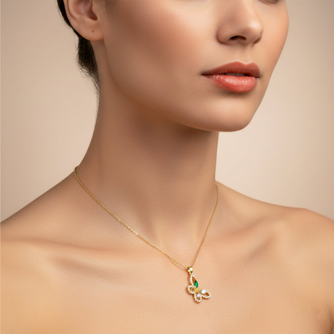 Women Necklace Multicolor Butterfly CZ Gold jewellery - Finora Jewels