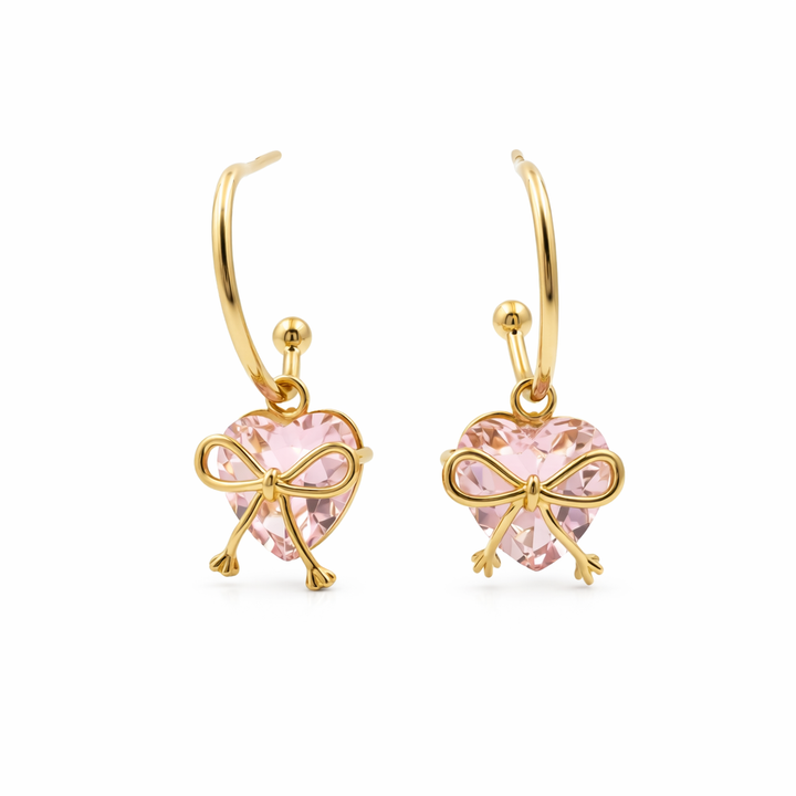 Love Bow Hoop Ear Studs GWE -89