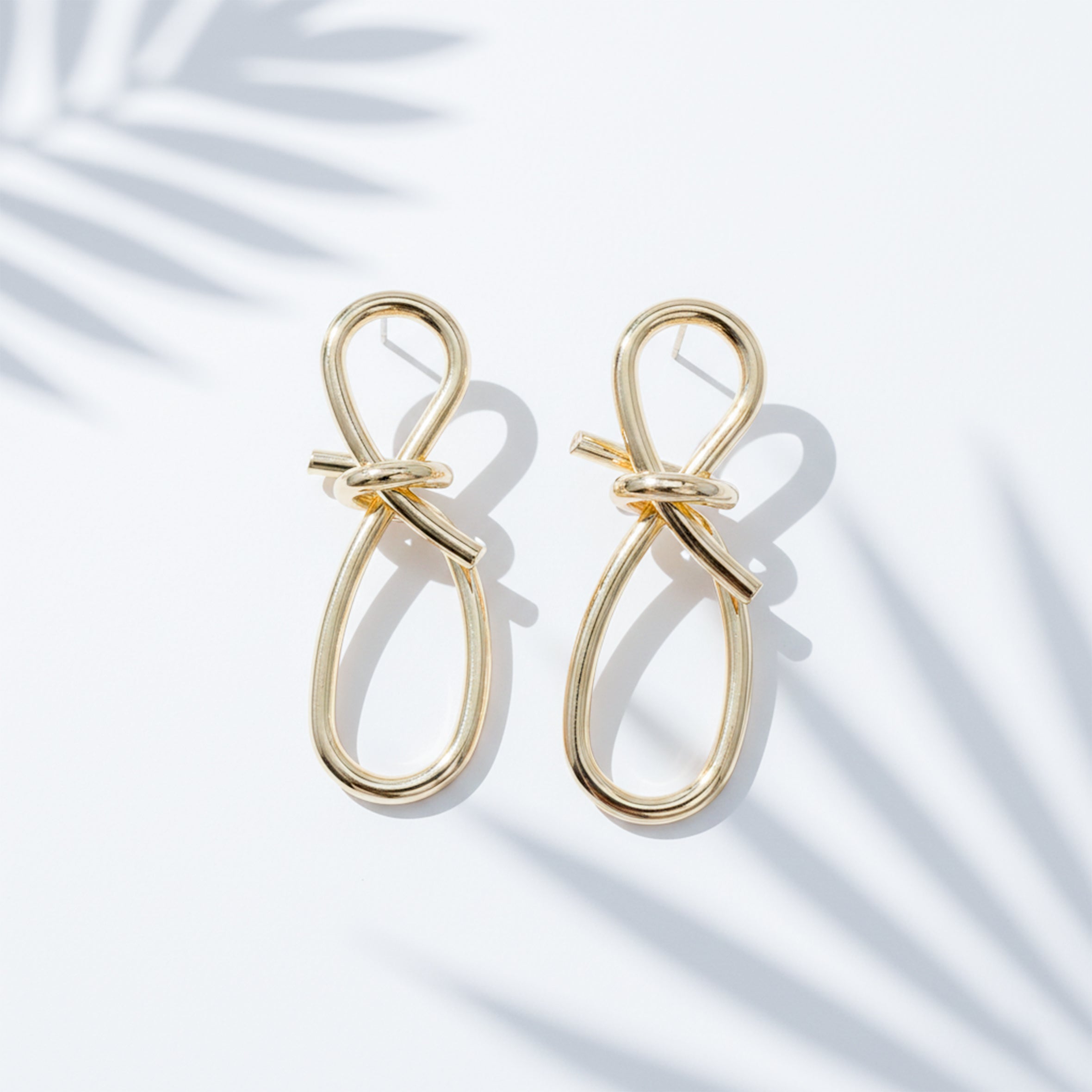 Gold Ribbon Loop Luxe Drop Drop Earrings for women - Finora Jewels