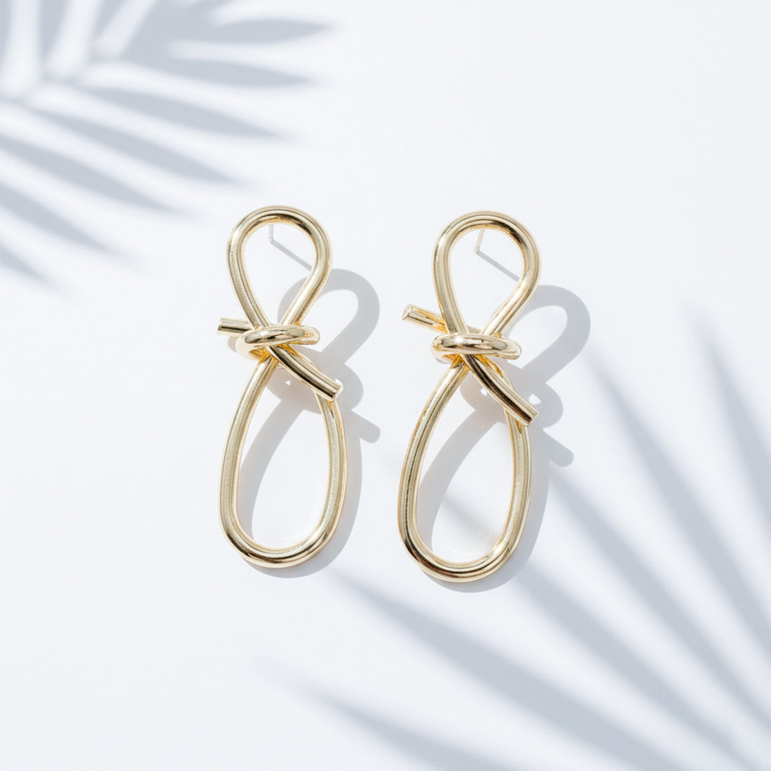 Gold Ribbon Loop Luxe Drop Drop Earrings for women - Finora Jewels