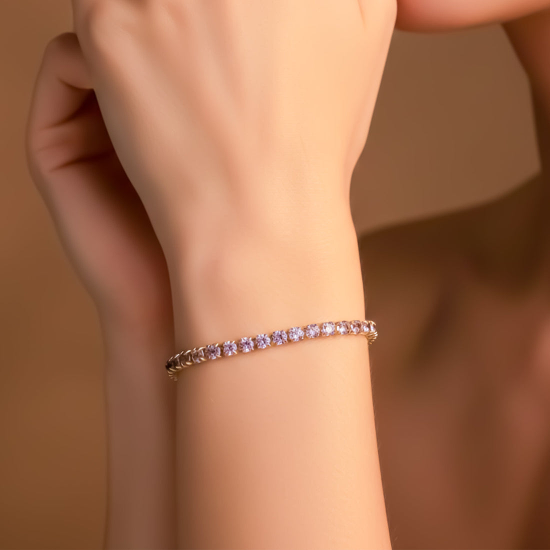 Gold-Toned Lilac Cubic Zirconia Line Kangan GWB -55