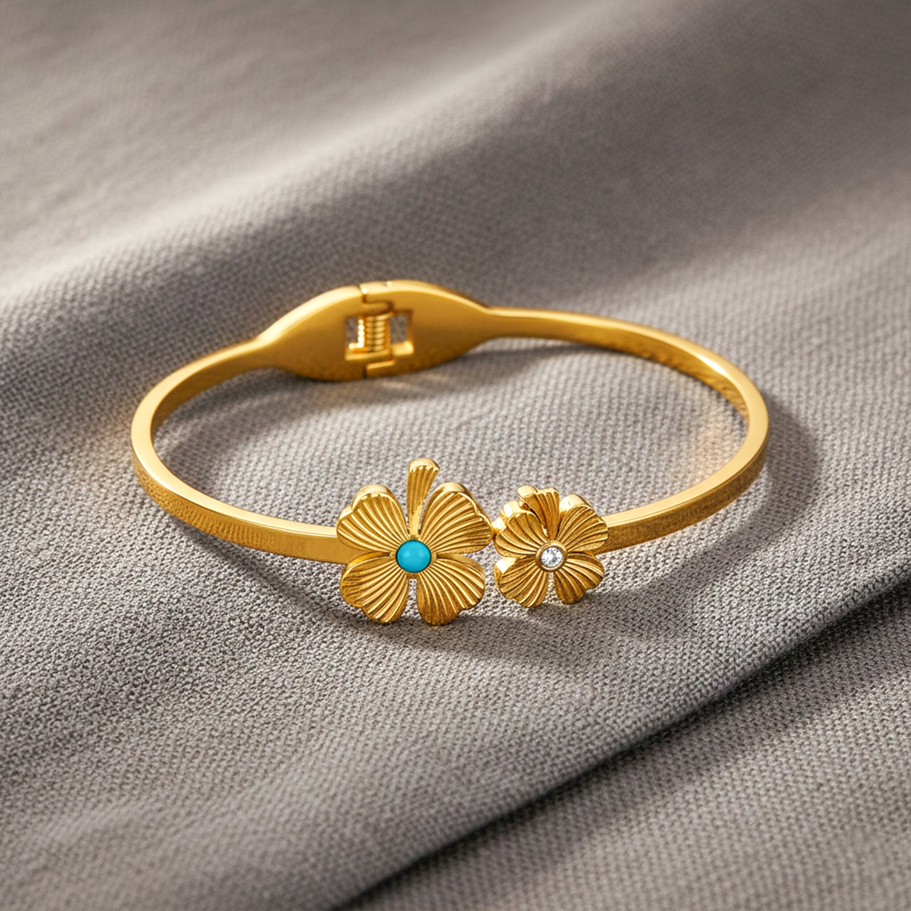 Gold-Toned Twin Bloom Accent Kangan GWK -24