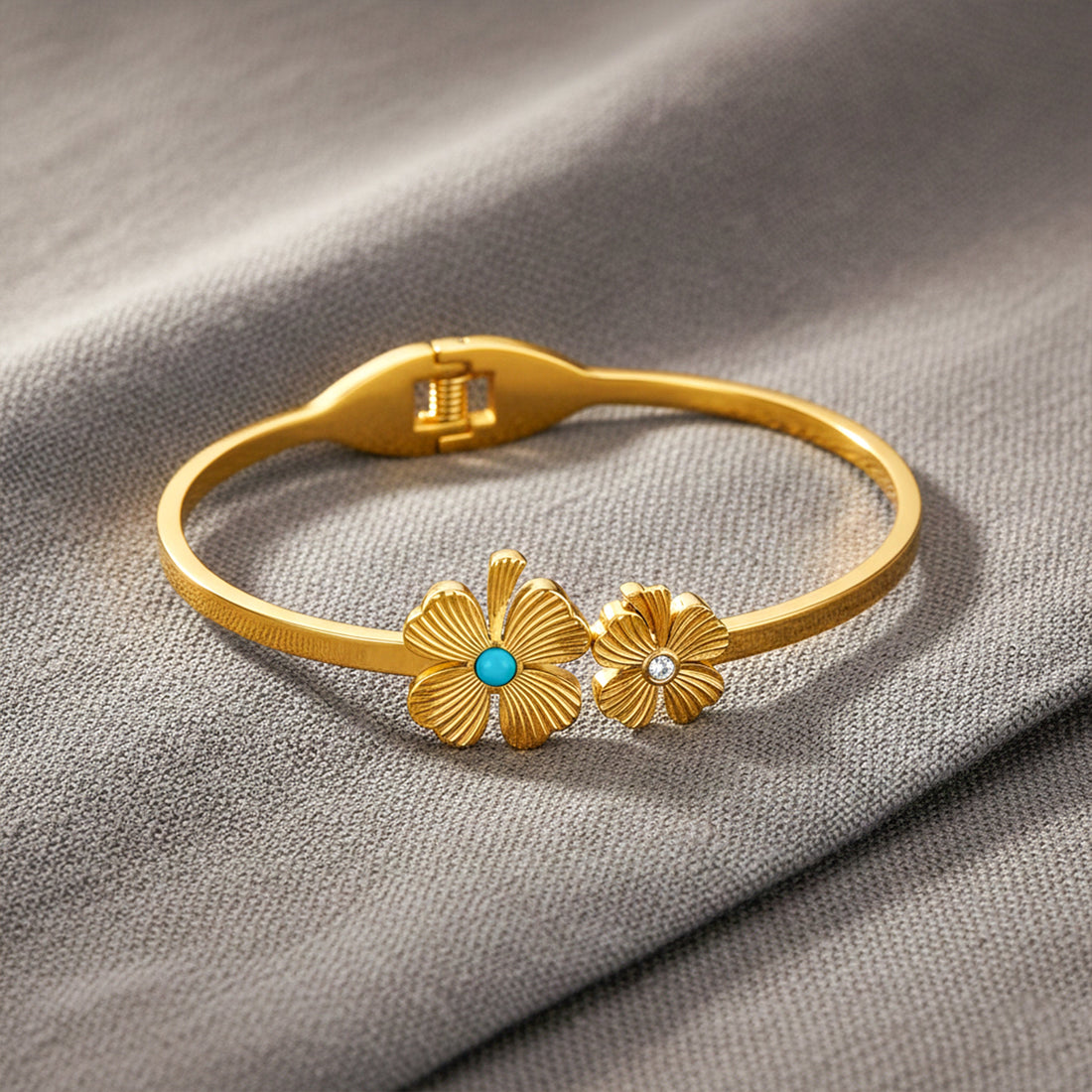 Gold-Toned Twin Bloom Accent Kangan GWK -24