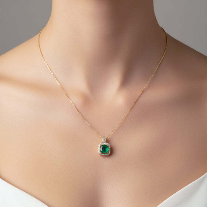 Jade Square-Cut-Cut Encircled Locket Link Set GWN -157