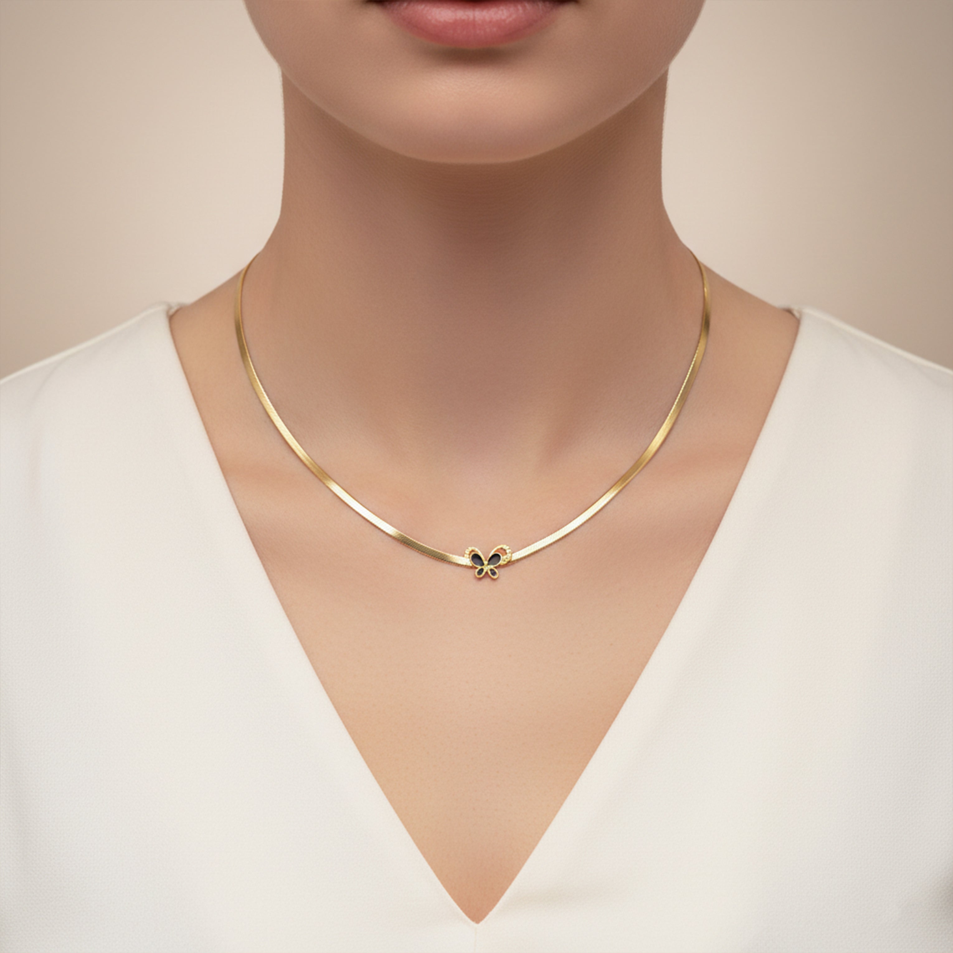 Women Necklace Butterfly Choker Gold jewellery - Finora Jewels